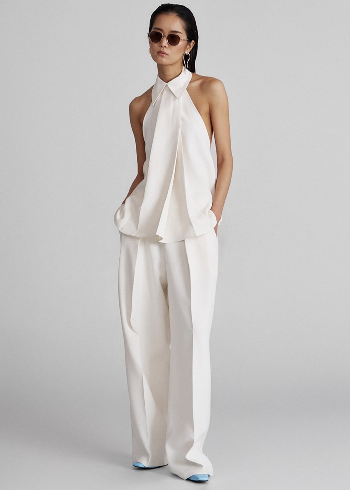Corsham Pleated Trousers - White - 3