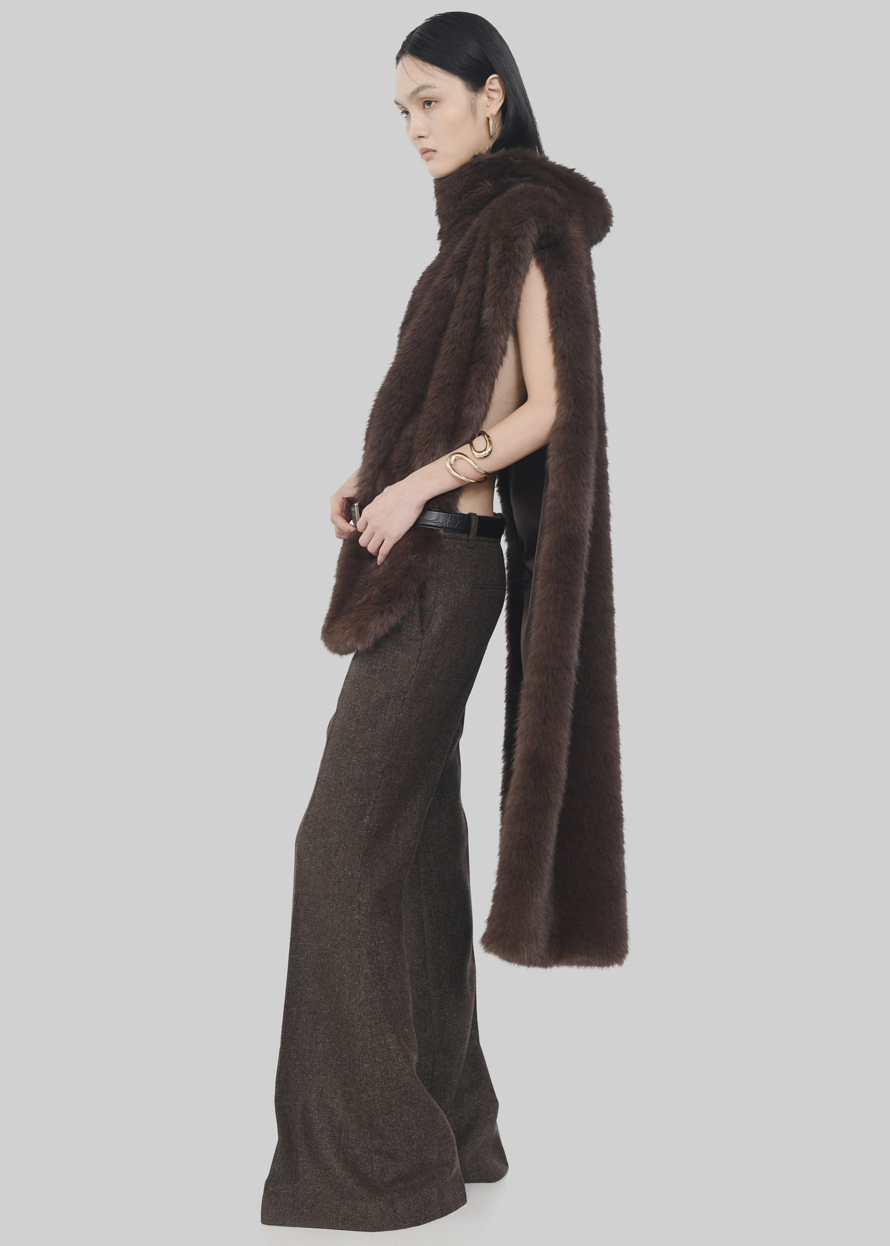 Corvara Faux Fur Vest - Brown - 7