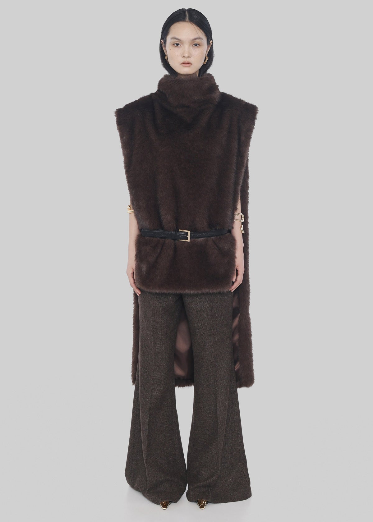 Corvara Faux Fur Vest - Brown - 10