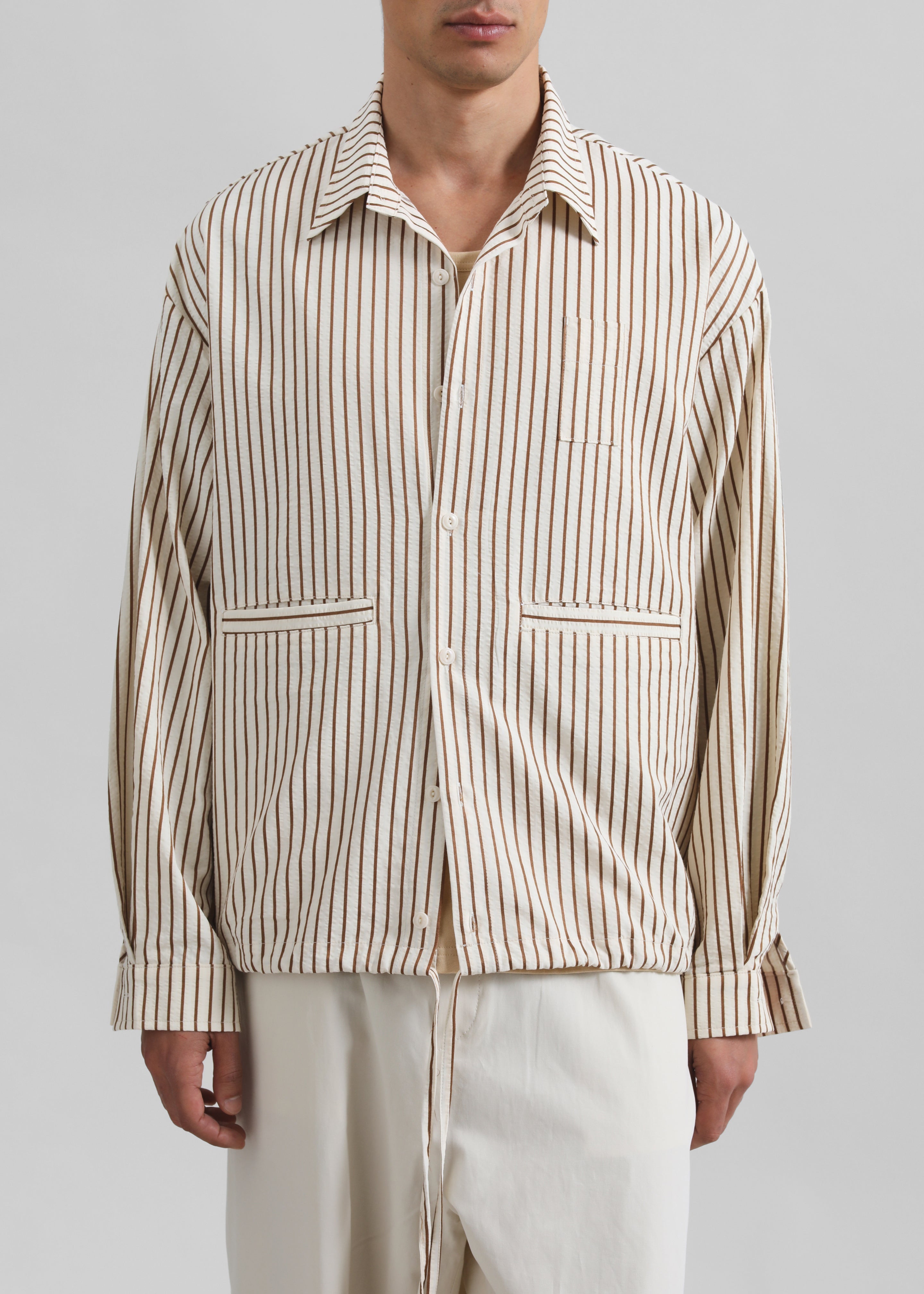 Corwin Shirt Jacket - Beige/Brown Stripe - 2