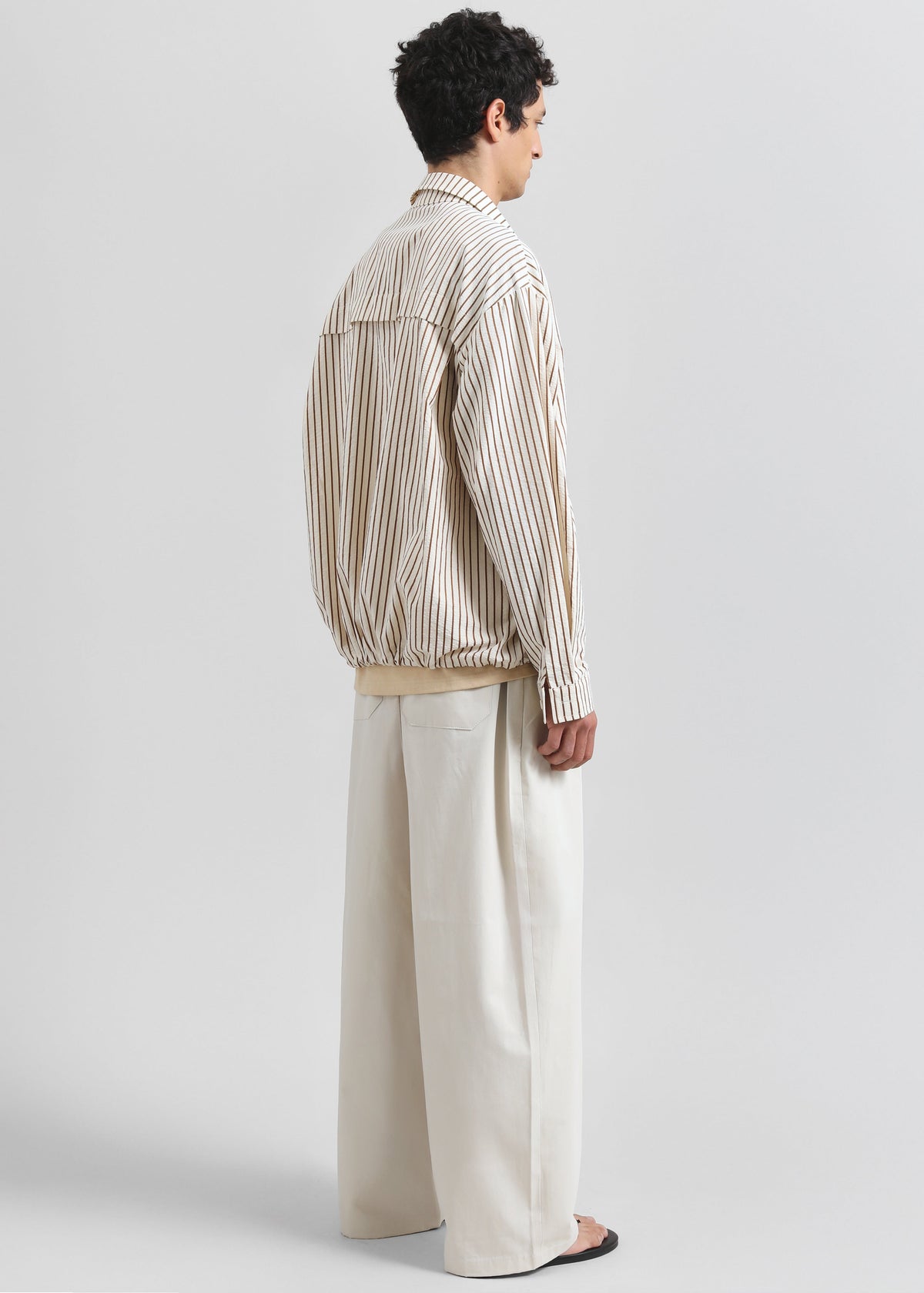 Corwin Shirt Jacket - Beige/Brown Stripe - 6