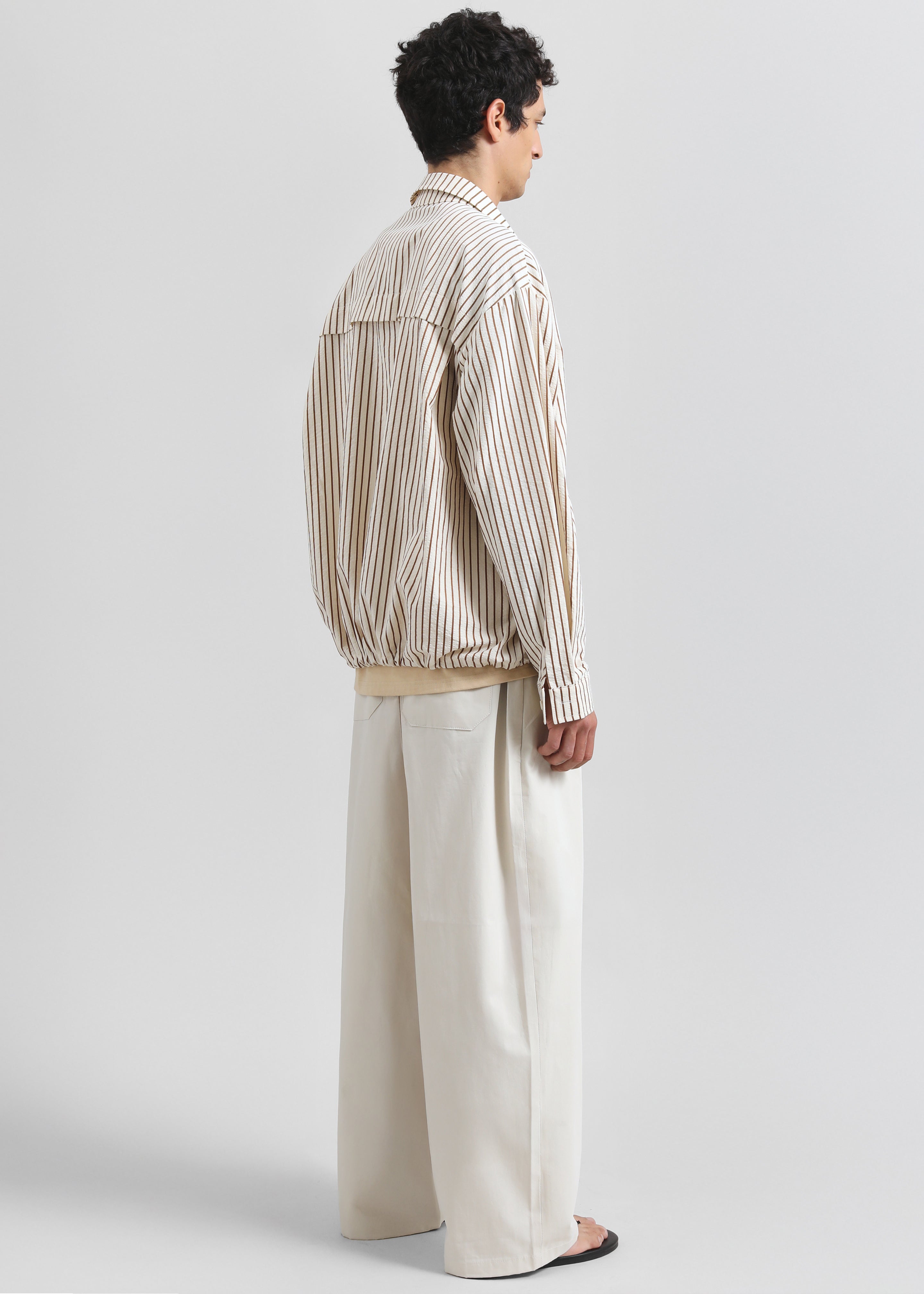 Corwin Shirt Jacket - Beige/Brown Stripe - 6