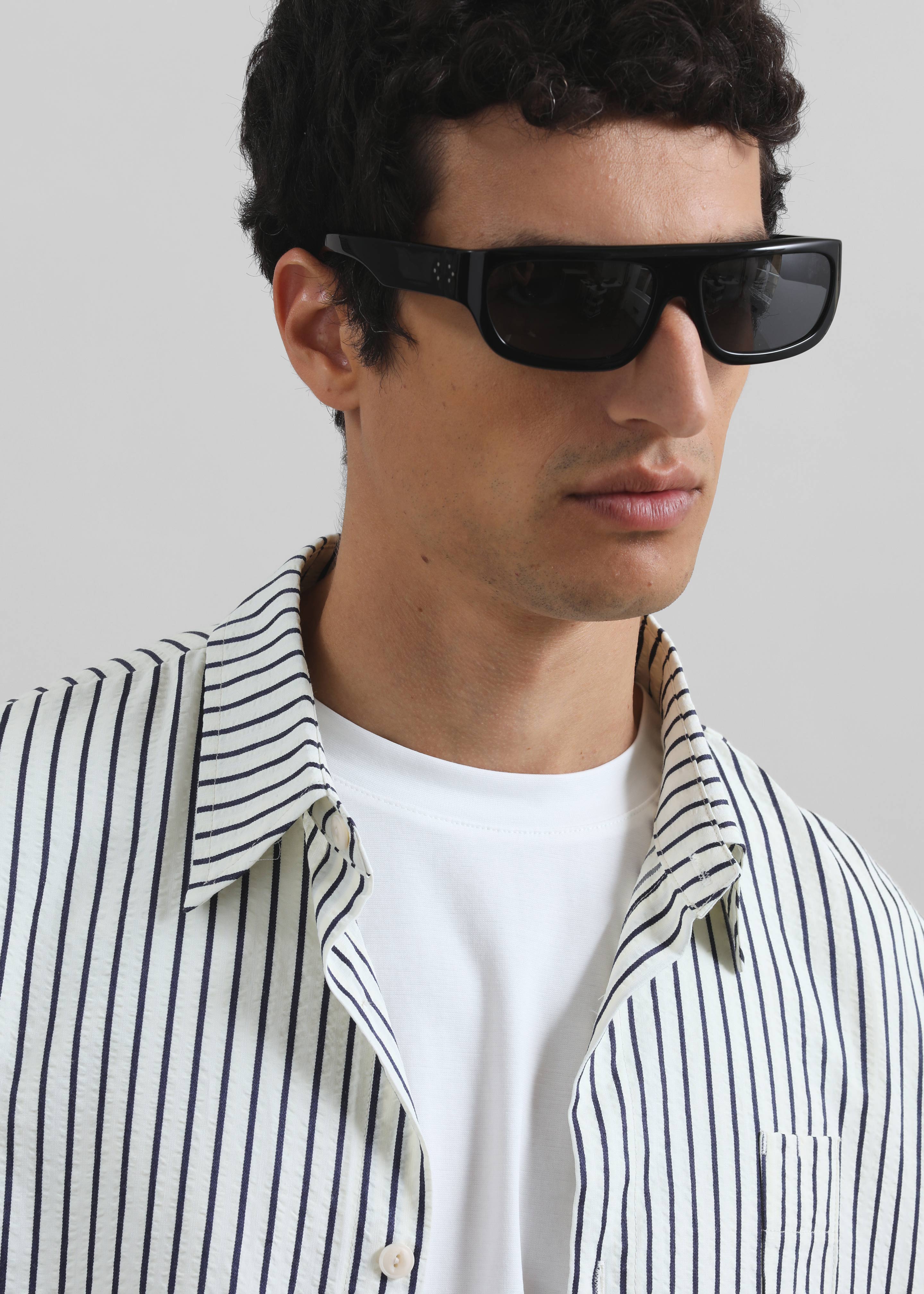 Corwin Shirt Jacket - White/Navy Stripe - 5