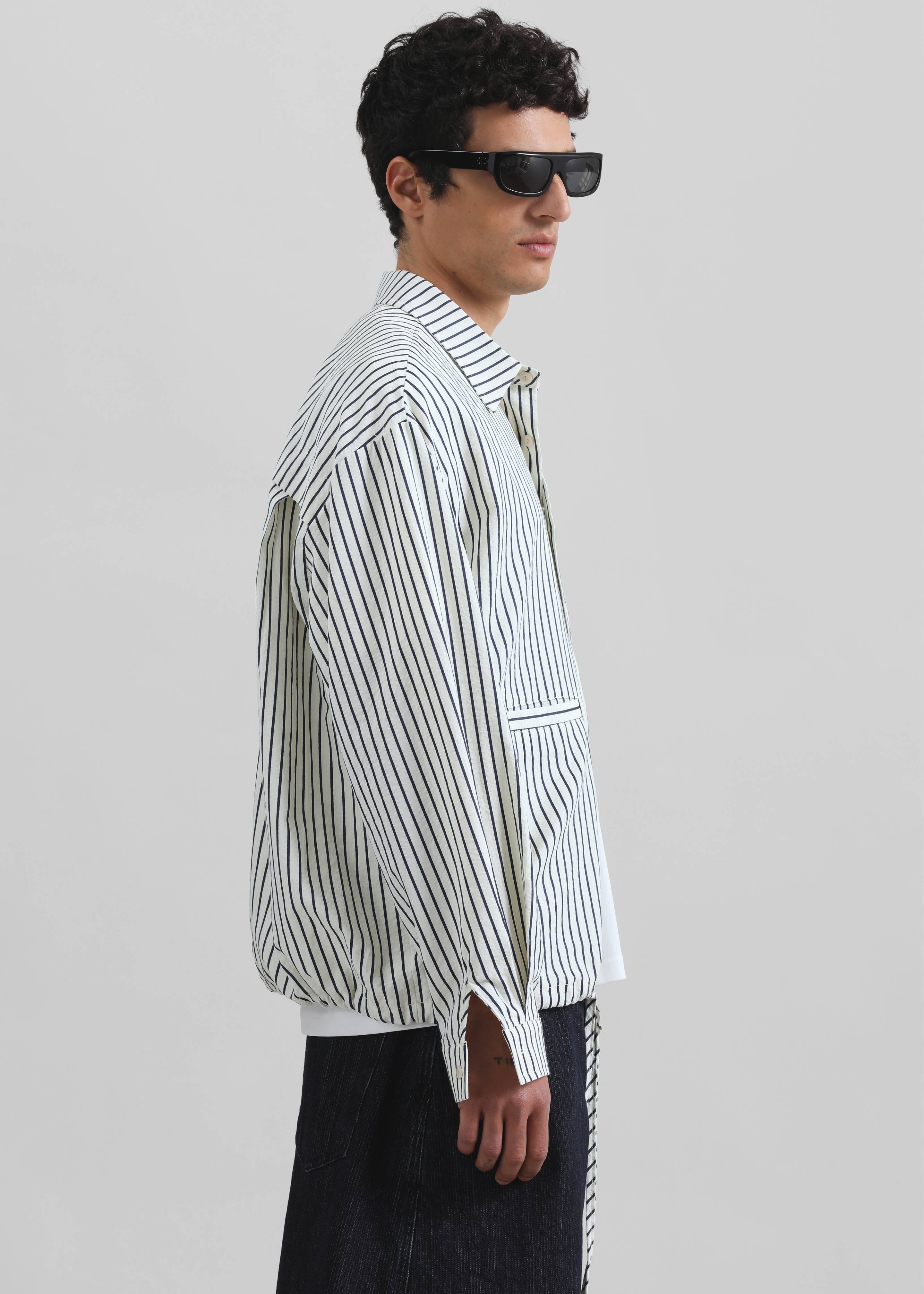 Corwin Shirt Jacket - White/Navy Stripe - 4
