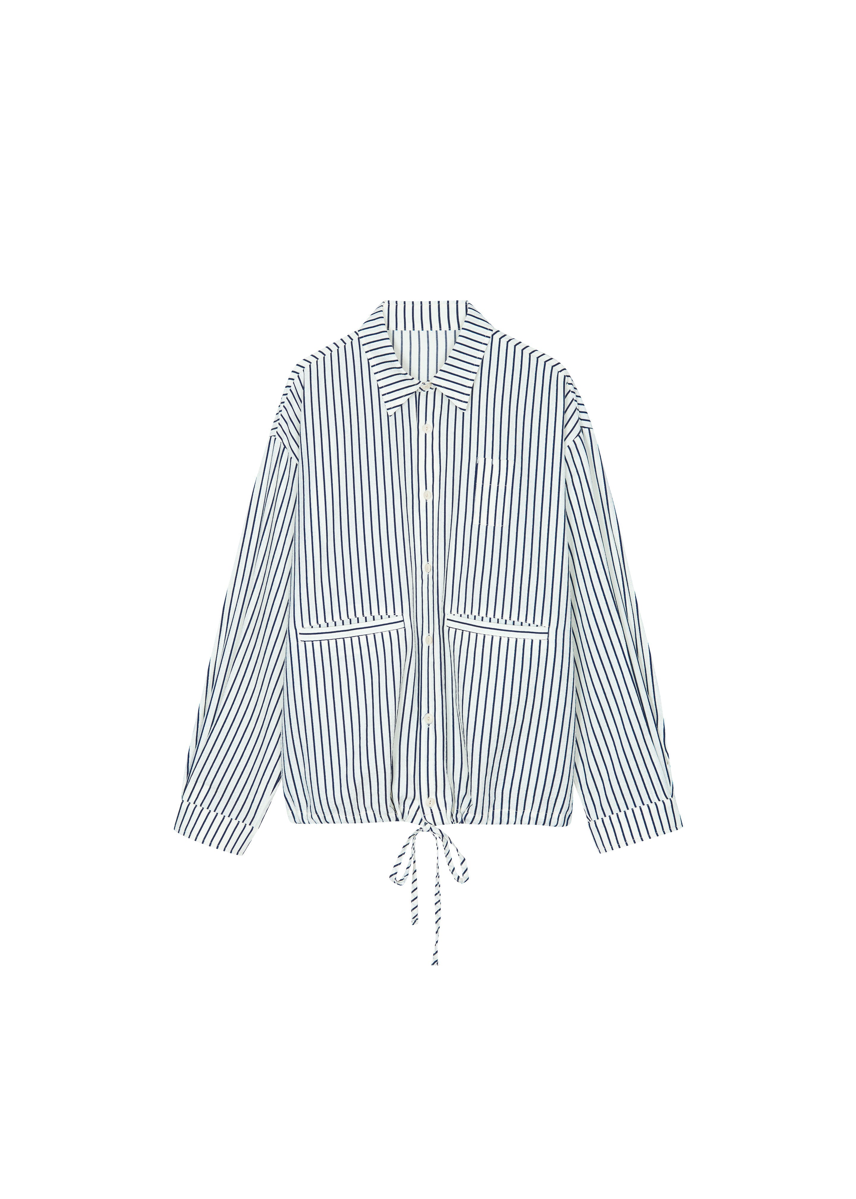 Corwin Shirt Jacket - White/Navy Stripe - 7