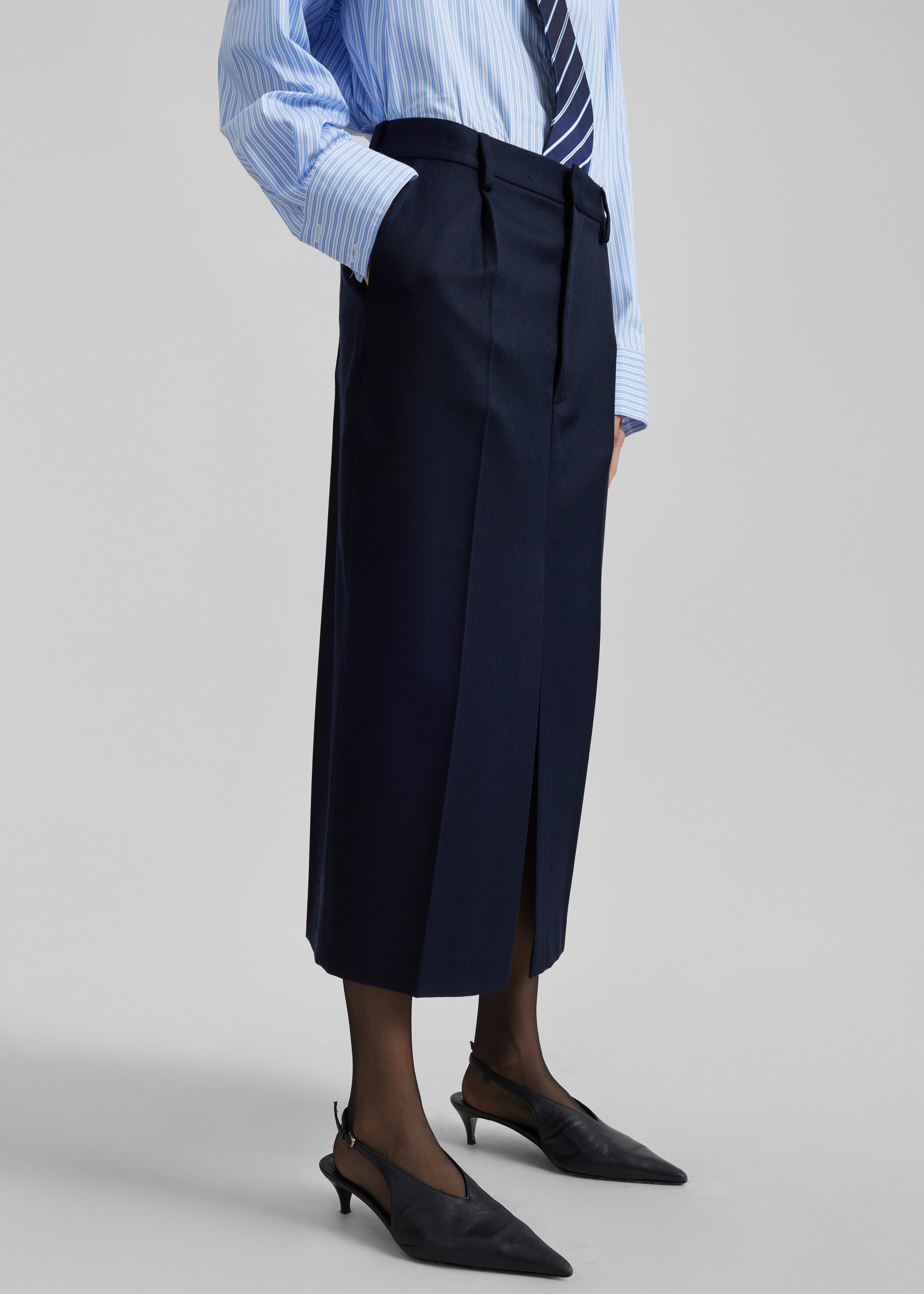 Covert Fold Tube Skirt - Navy - 3