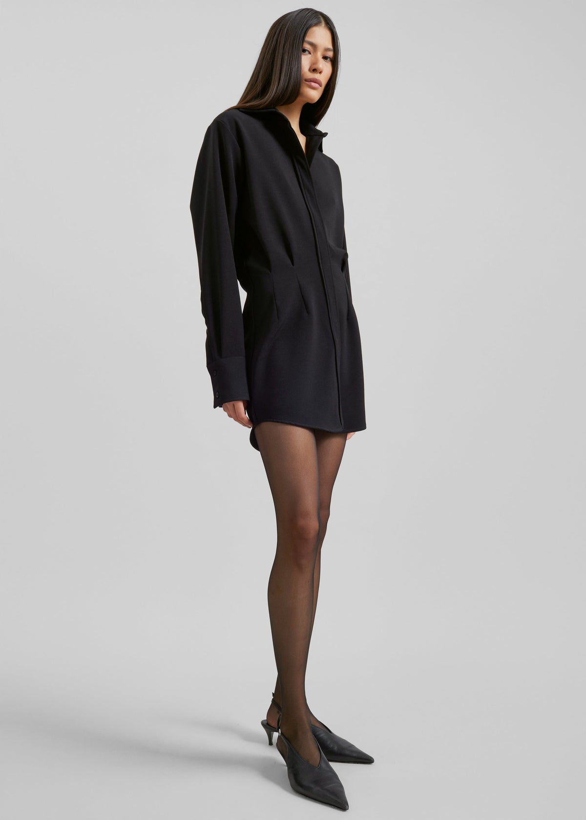 Covert Shirt Dress - Black - 5