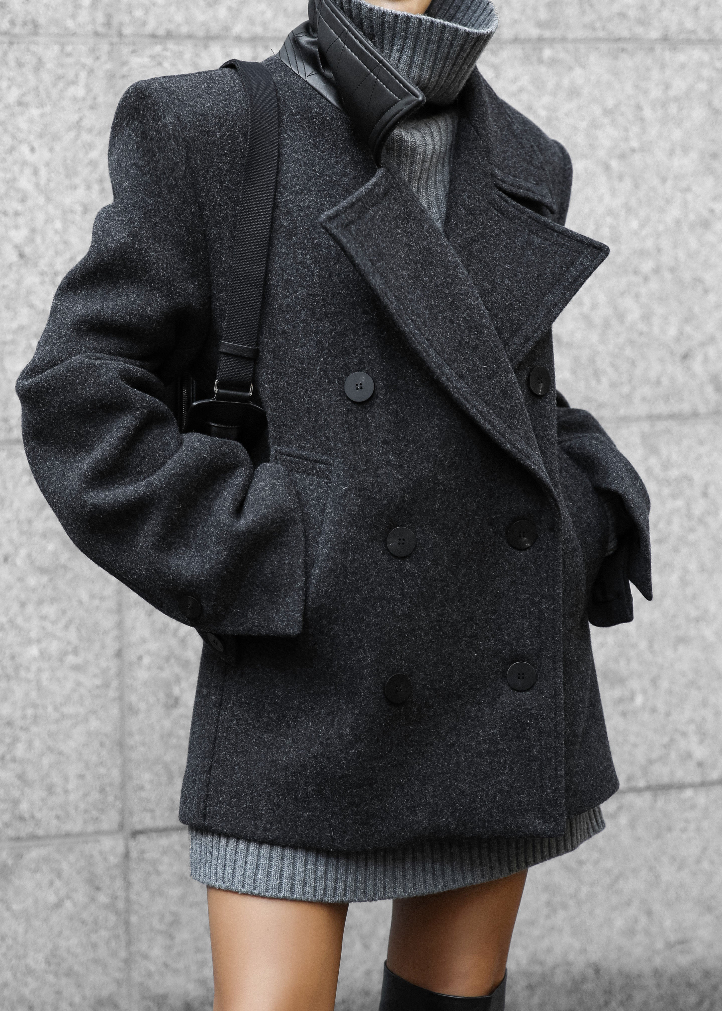 Creston Wool Peacoat - Charcoal - 10