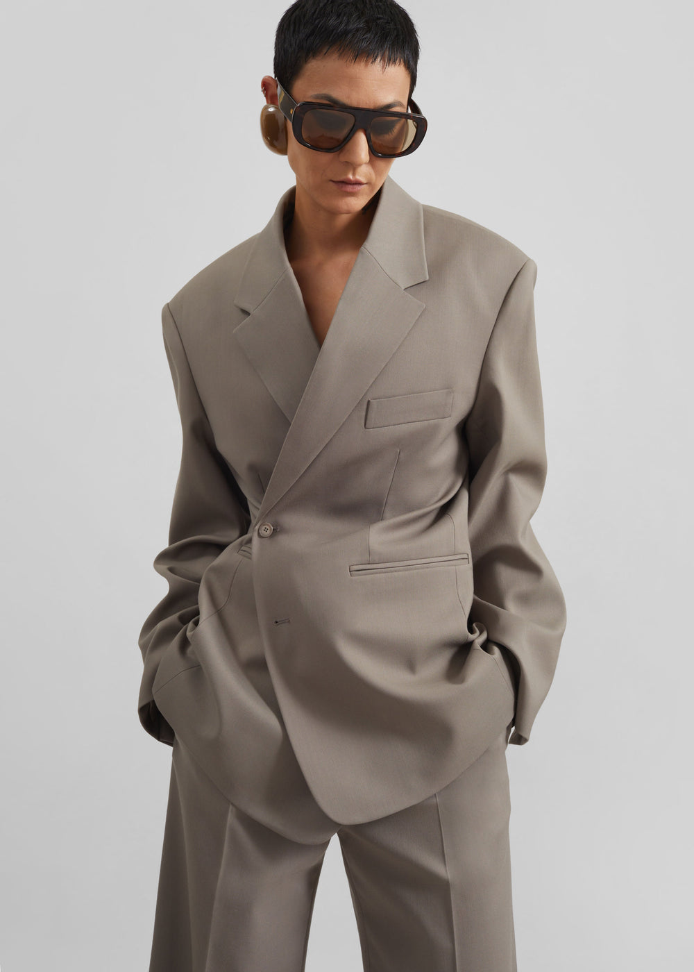Crosby Wrap Blazer - Taupe