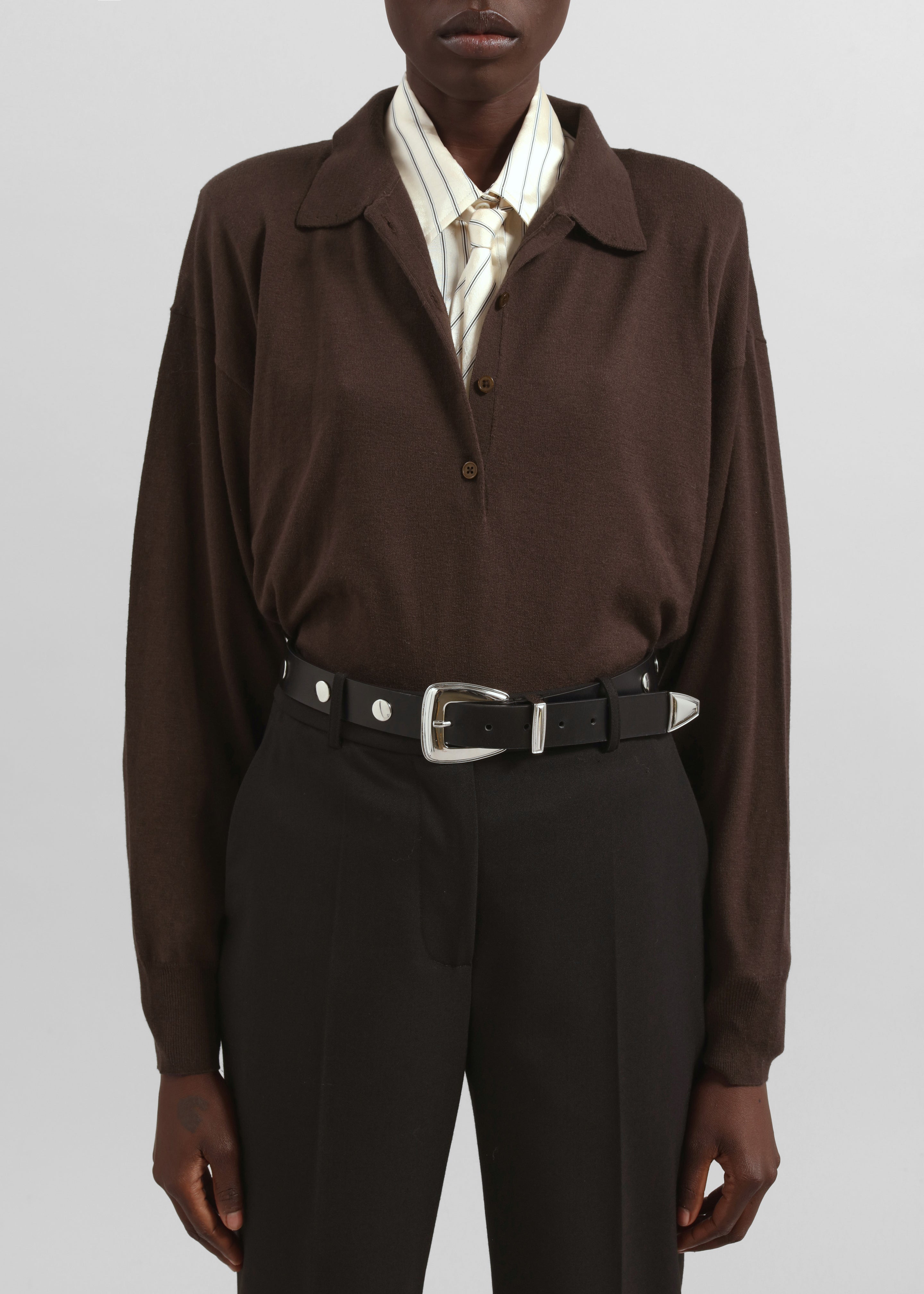 Croydon Padded Knit Polo - Brown - 2