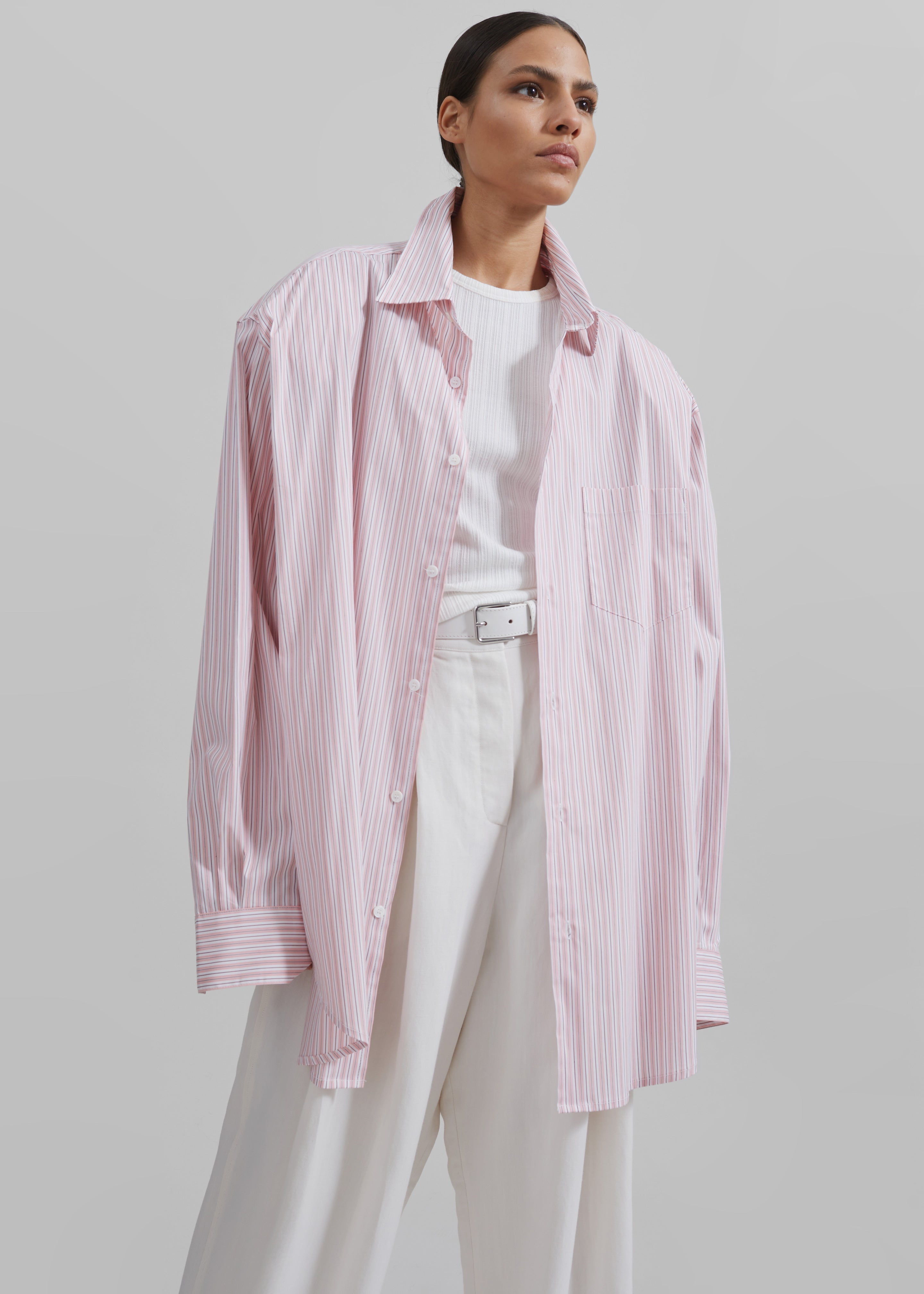 Cyrus Button Up Shirt - Pink/White Stripe - 4