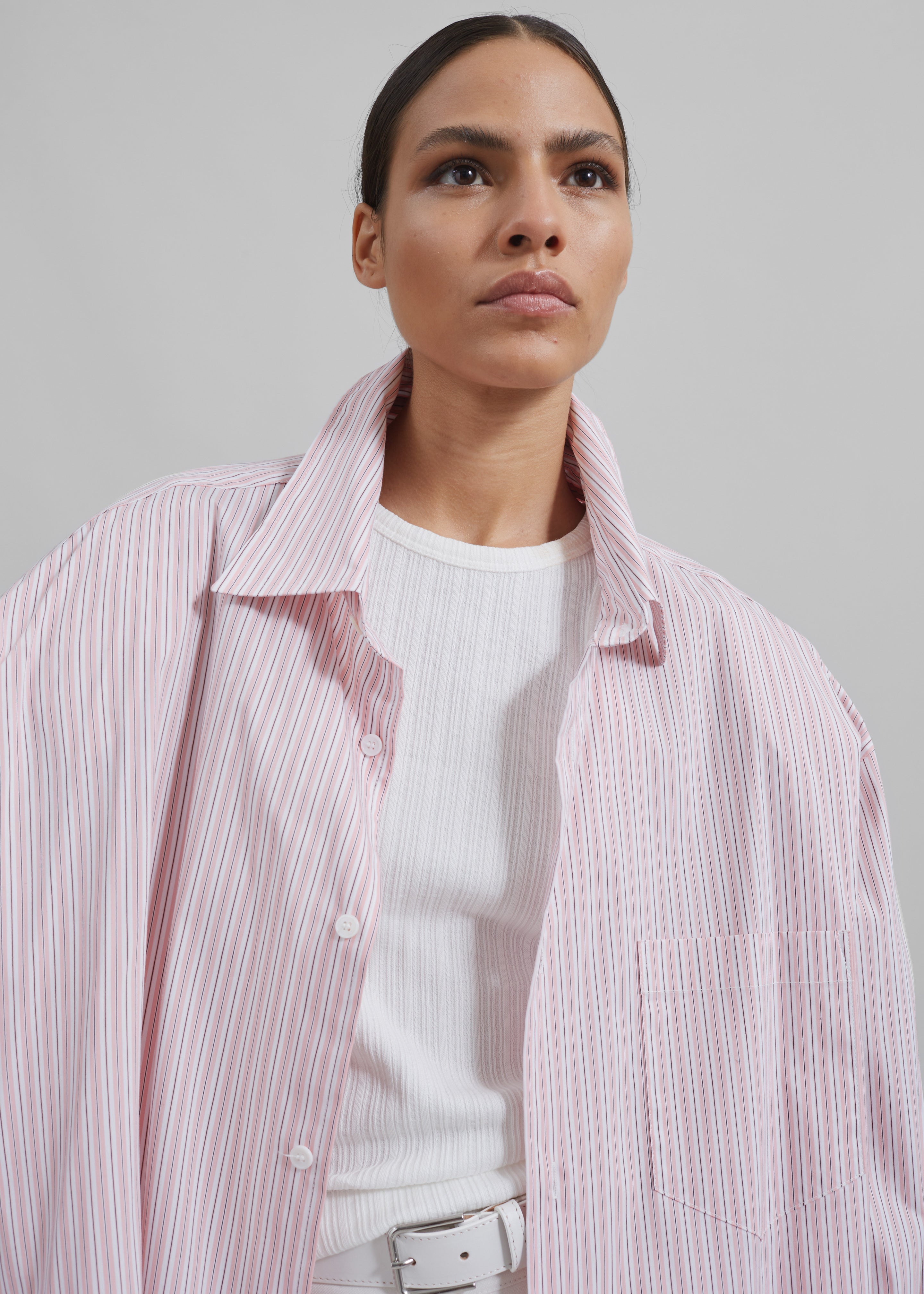 Cyrus Button Up Shirt - Pink/White Stripe - 7