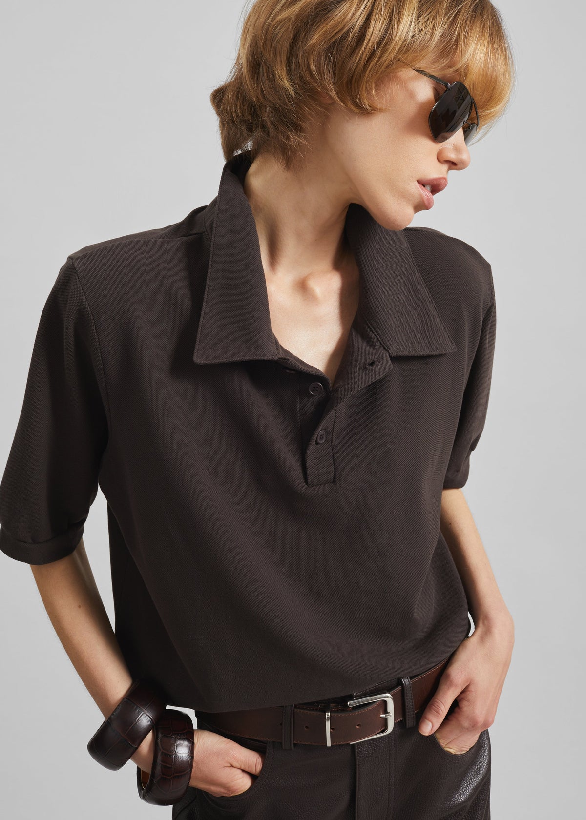 Dahlia Padded Polo - Brown - 4