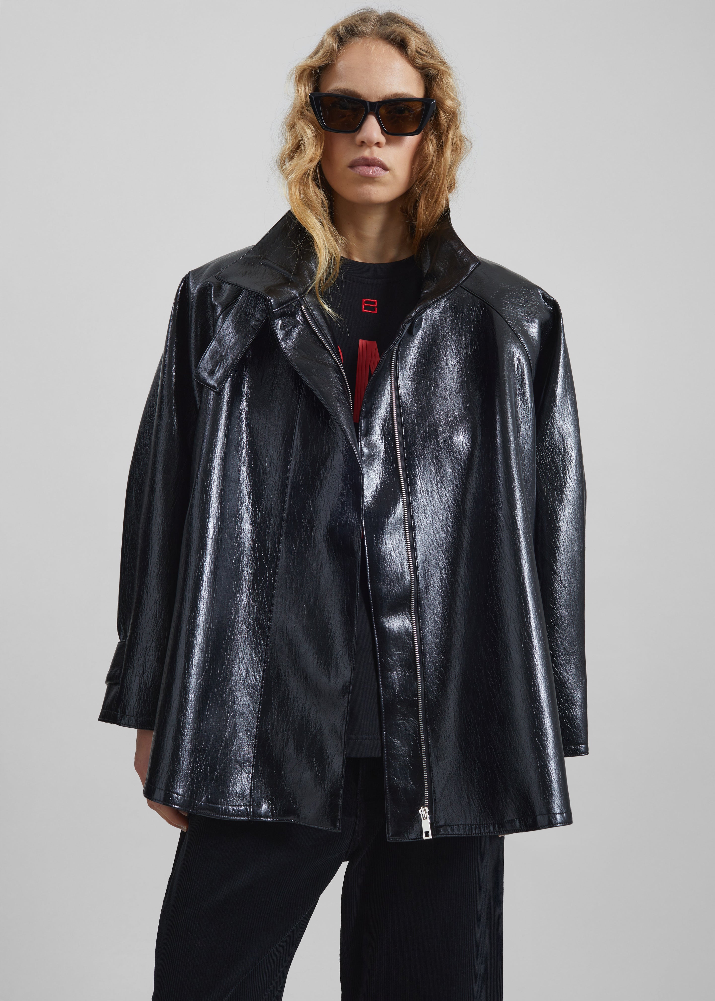 Dalaro Faux Leather Swing Jacket - Black – The Frankie Shop Europe