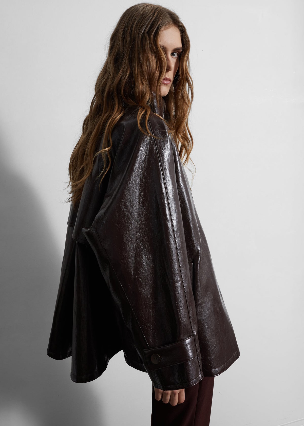 Dalaro Faux Leather Swing Jacket - Burgundy - 7