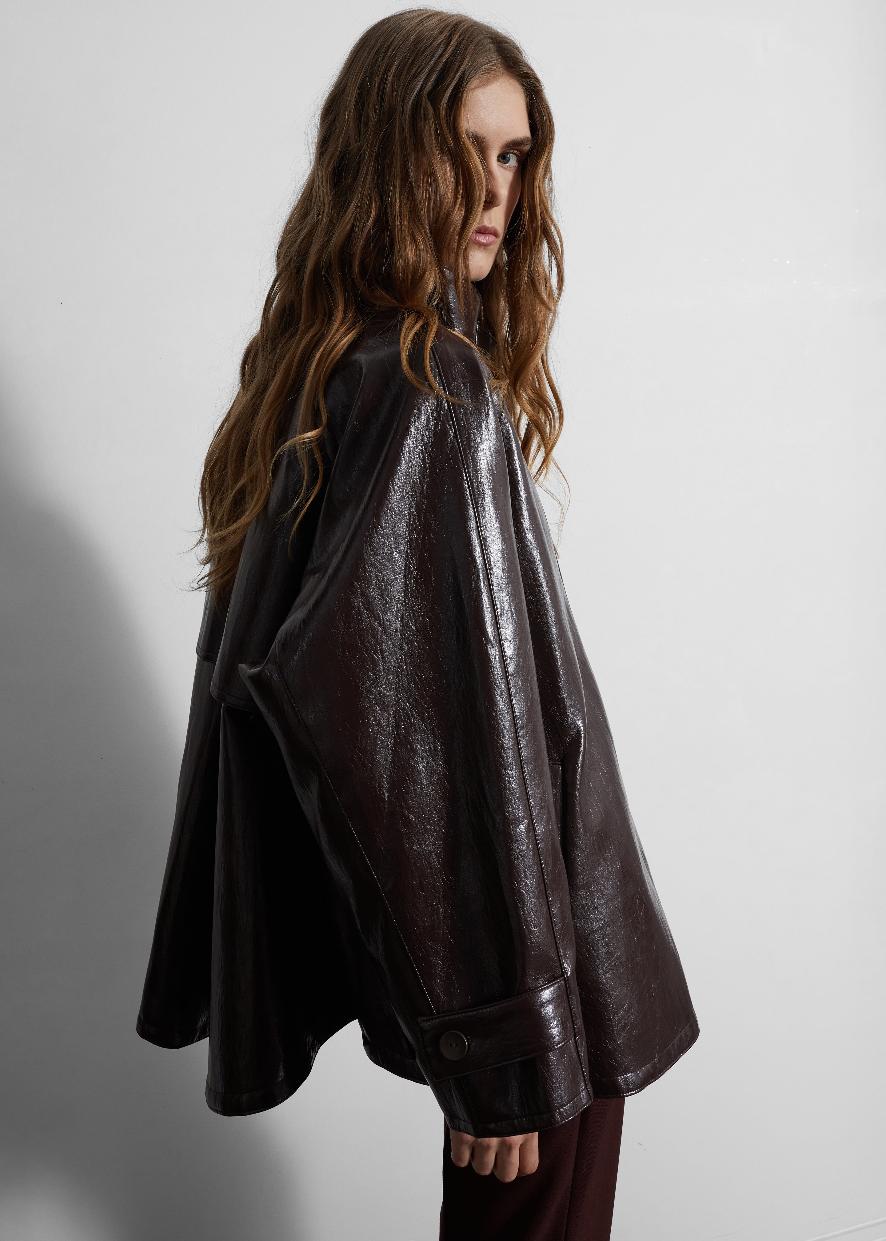 Dalaro Faux Leather Swing Jacket - Burgundy - 7