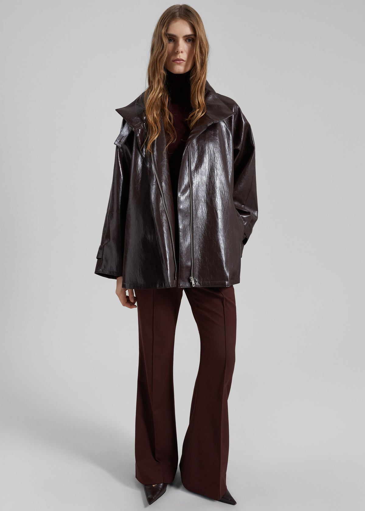 Dalaro Faux Leather Swing Jacket - Burgundy - 6