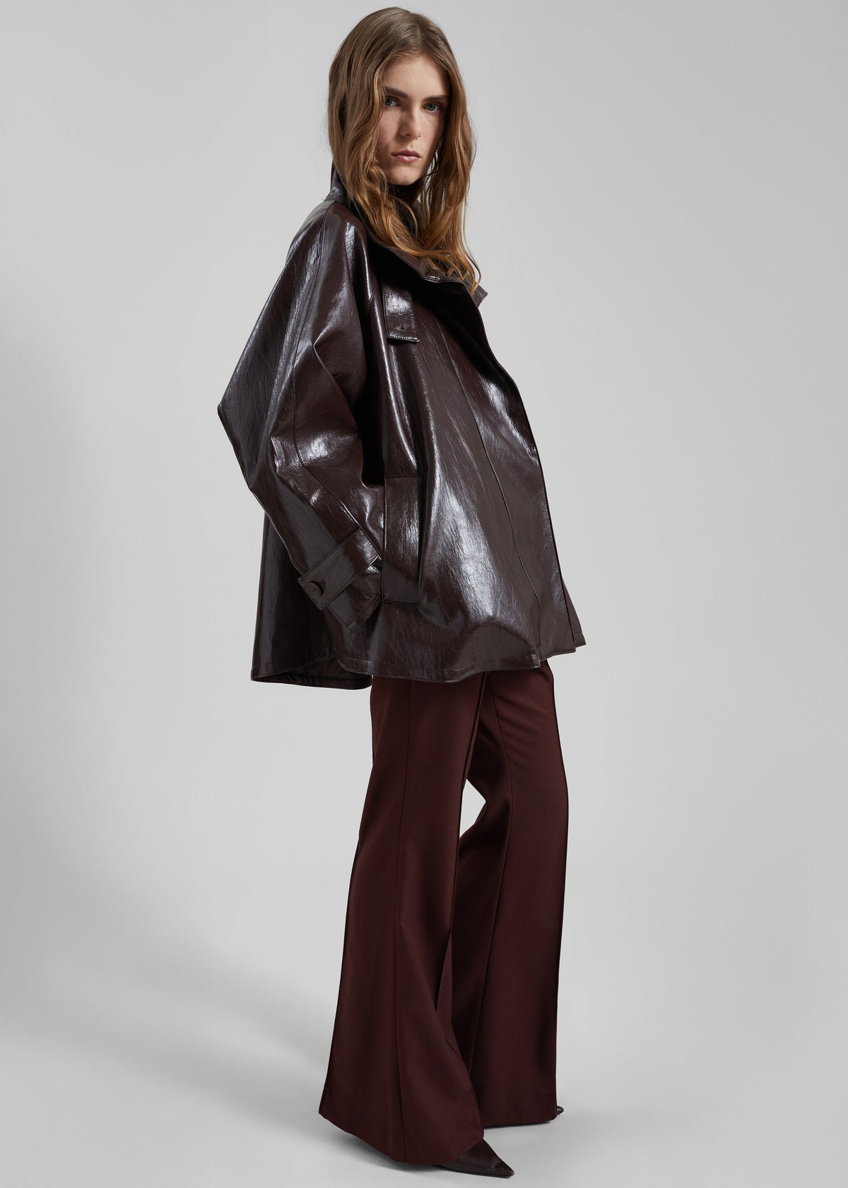 Dalaro Faux Leather Swing Jacket - Burgundy - 8