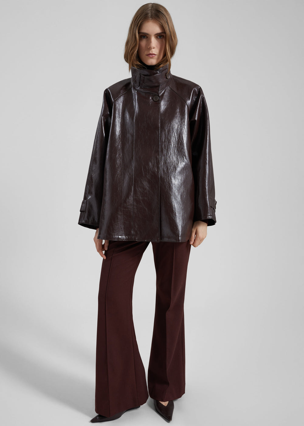 Dalaro Faux Leather Swing Jacket - Burgundy - 1