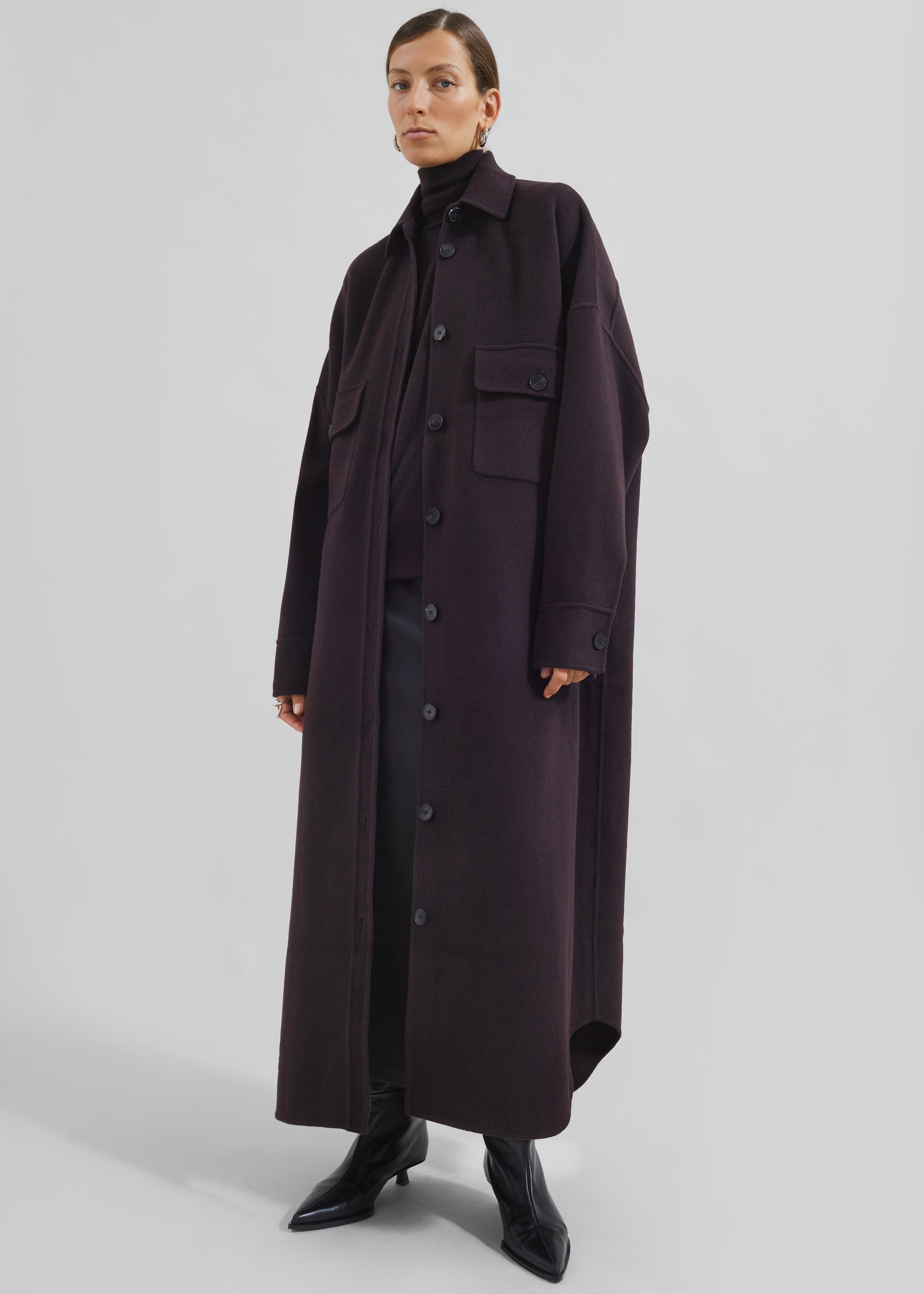 Dallas Wool Overcoat - Dark Plum - 4