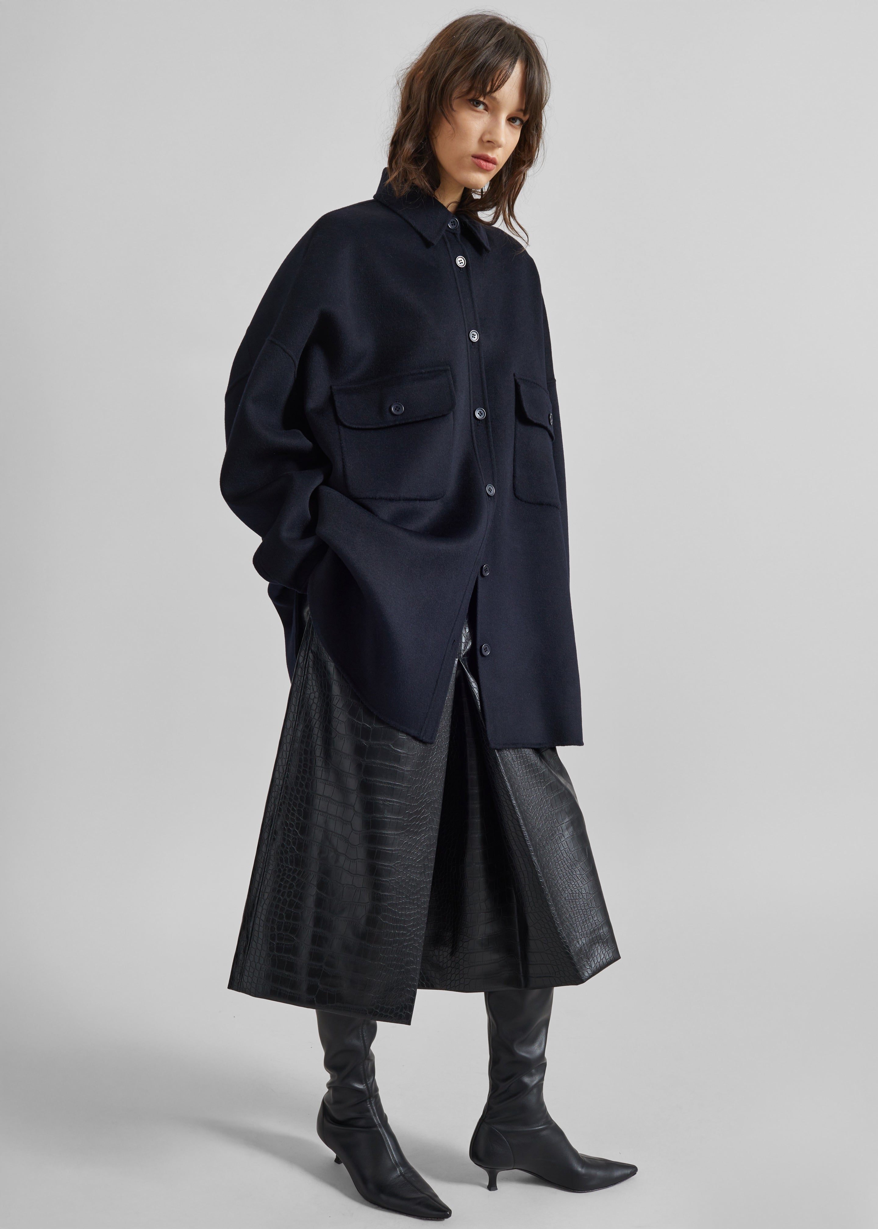 Dallas Wool Overshirt - Navy - 2