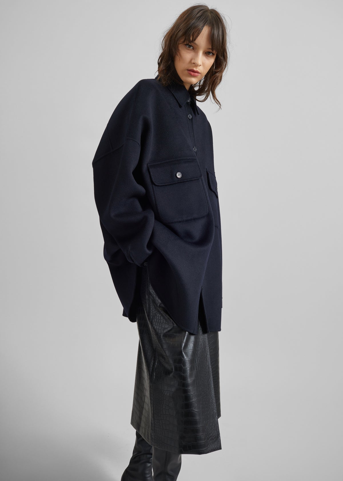 Dallas Wool Overshirt - Navy - 3