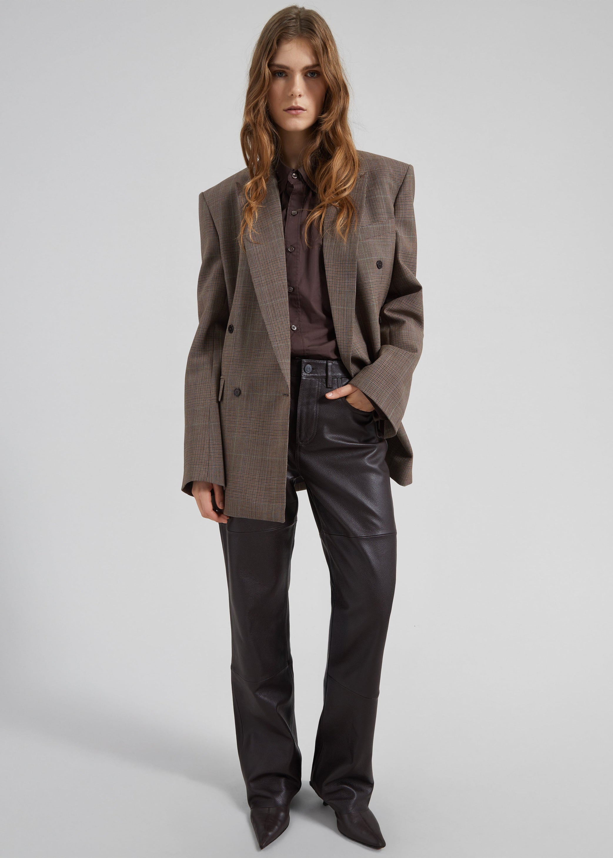 Shop the look image for Dalston Leather Pants - Vintage Brown