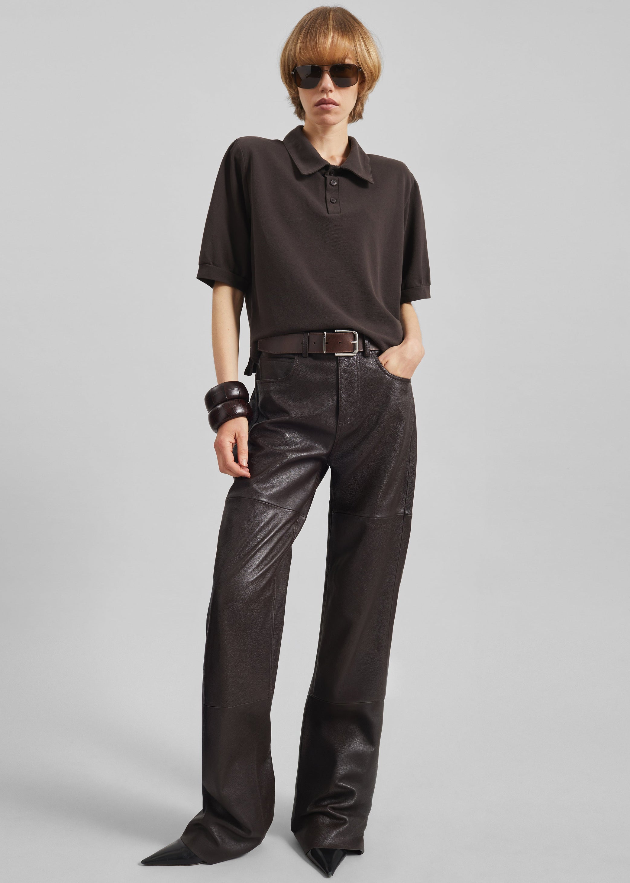 Shop the look image for Dalston Leather Pants - Vintage Brown