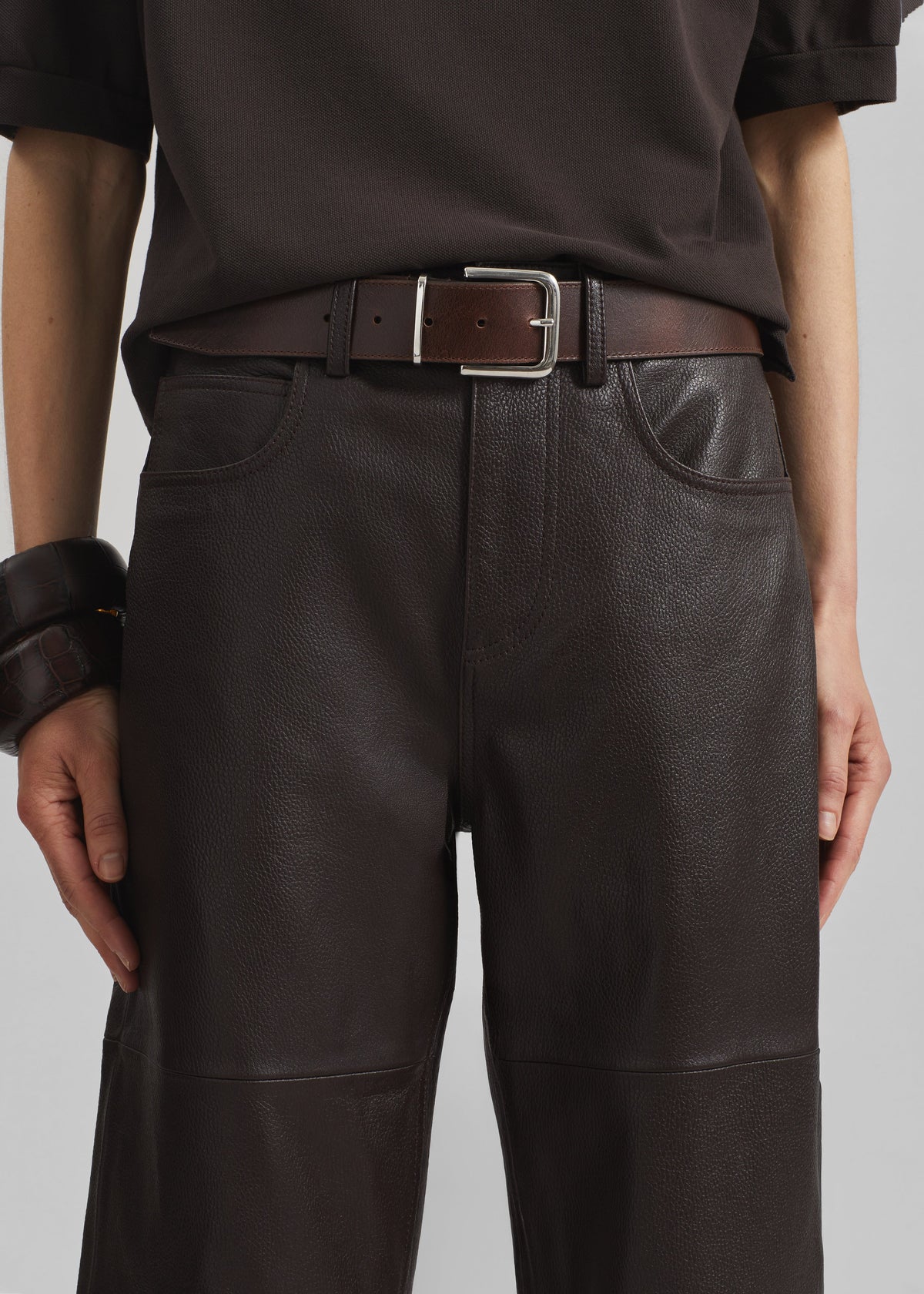 Dalston Leather Pants - Vintage Brown - 4