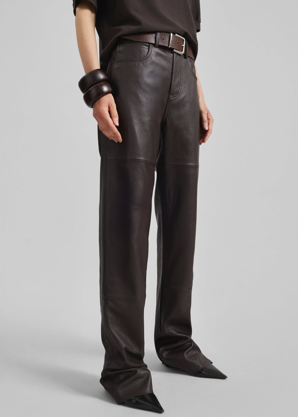 Dalston Leather Pants - Vintage Brown - 1