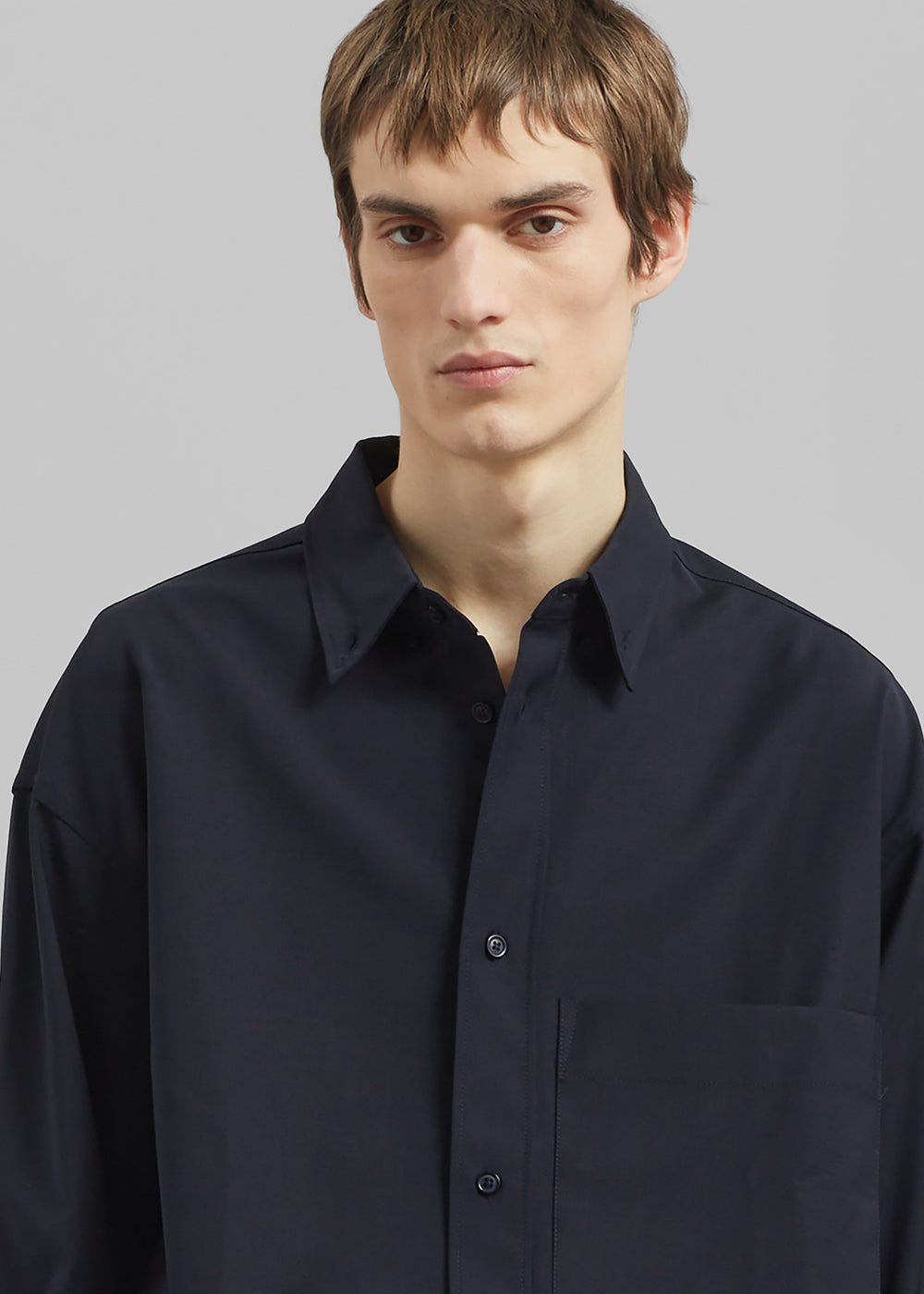 Dalton Wool Blend Shirt - Dark Navy - 1