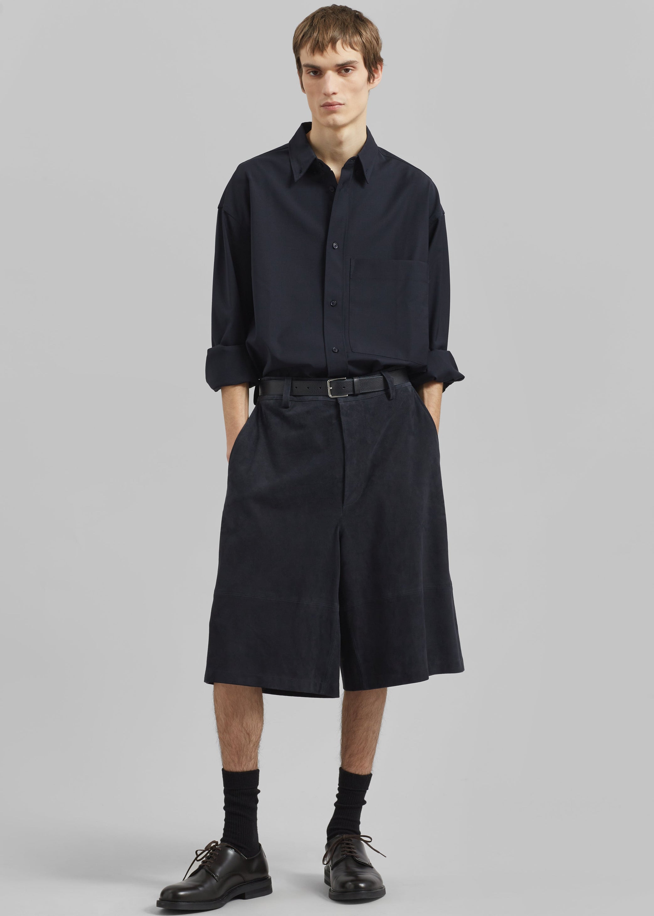 Shop the look image for Dalton Wool Blend Shirt - Dark Navy