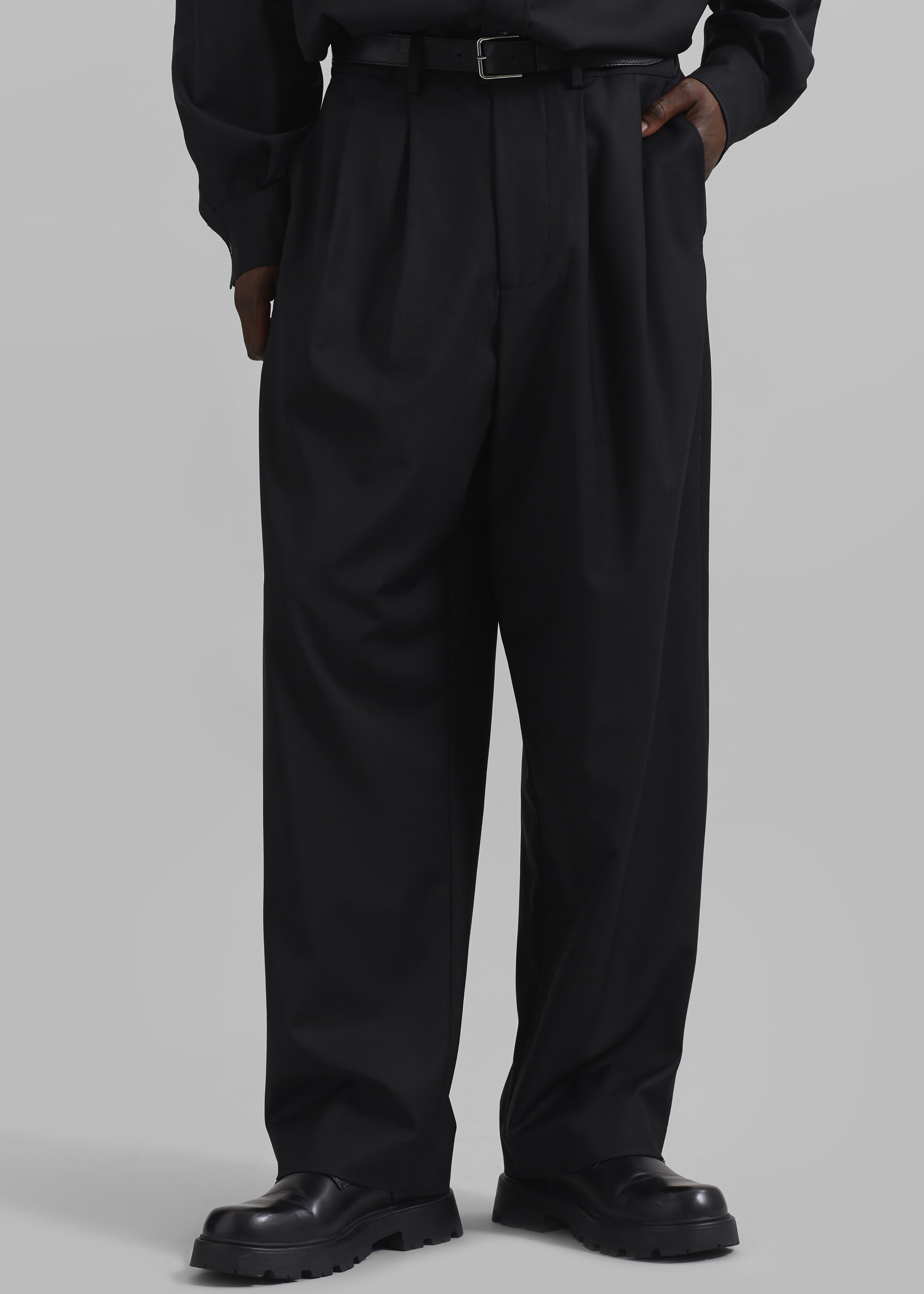 Dalton Wool Blend Trousers - Black - 1