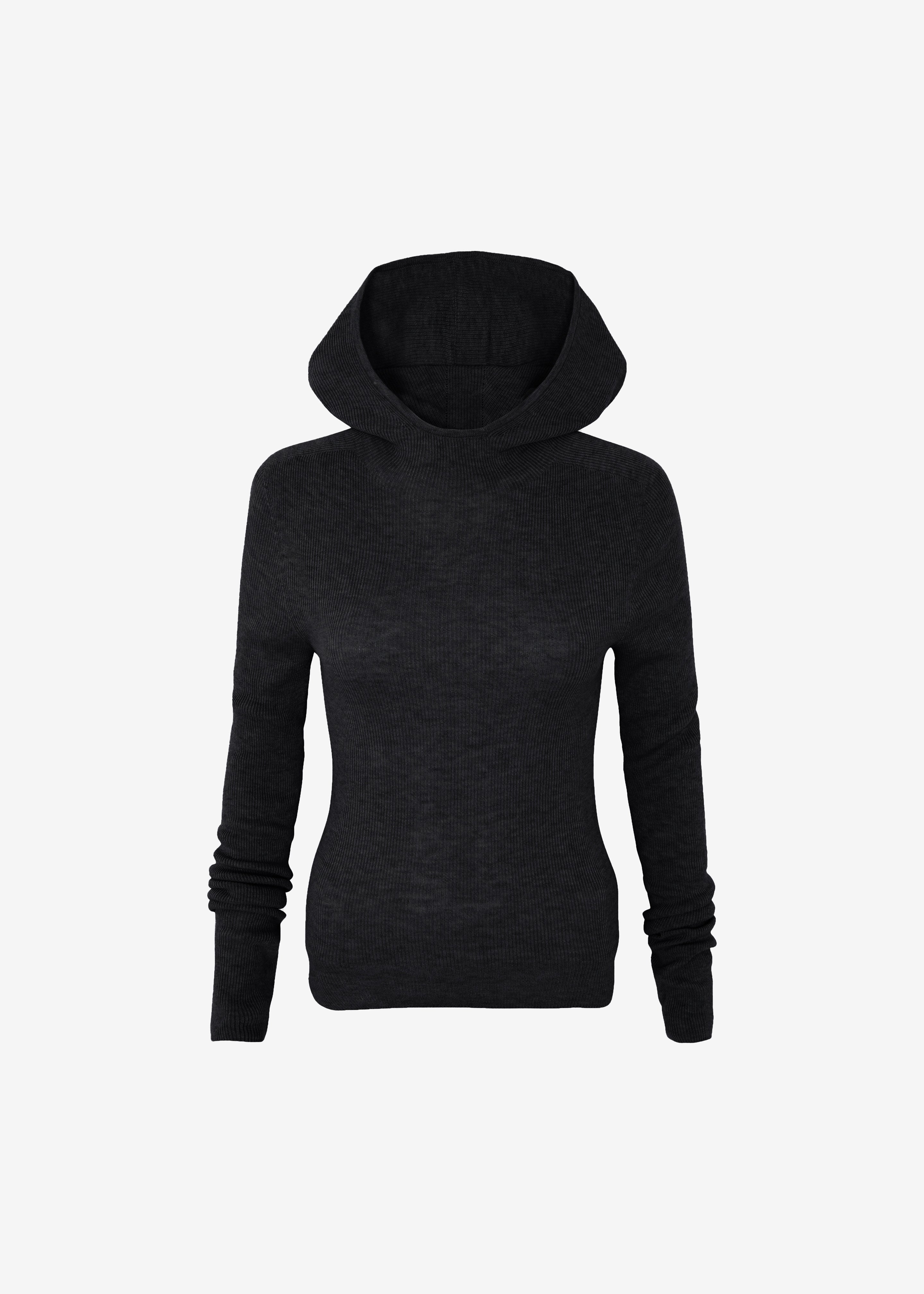 Danae Hooded Knit Top - Black - 12