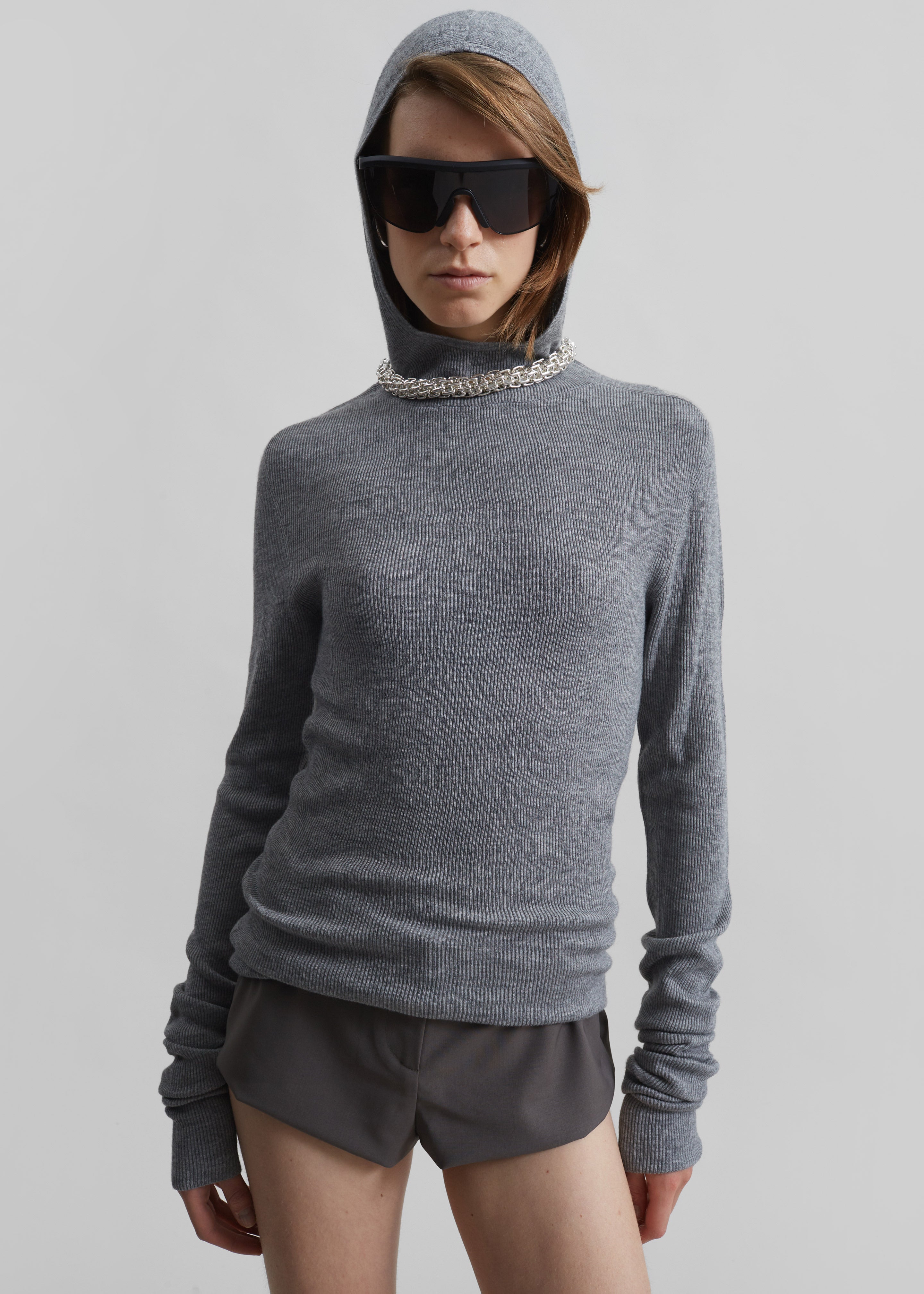 Danae Hooded Knit Top - Grey – The Frankie Shop Europe