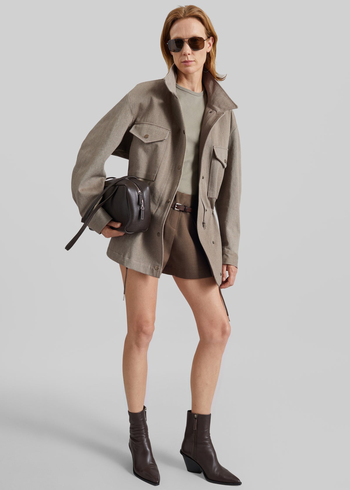 Danto Drawstring Utility Jacket - Light Brown - 1