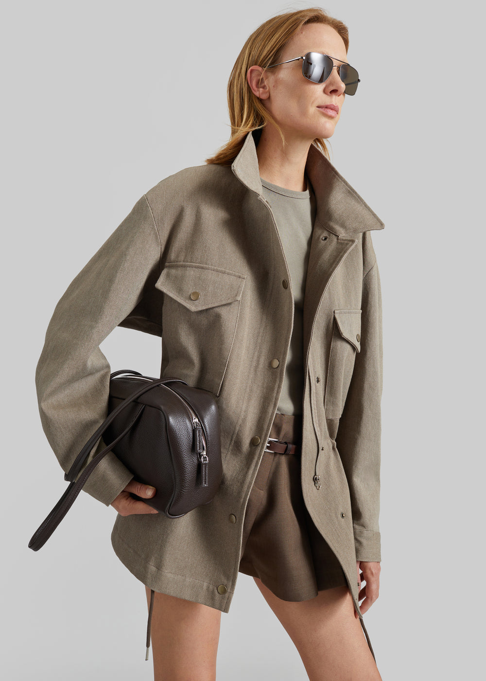 Danto Drawstring Utility Jacket - Light Brown - 1