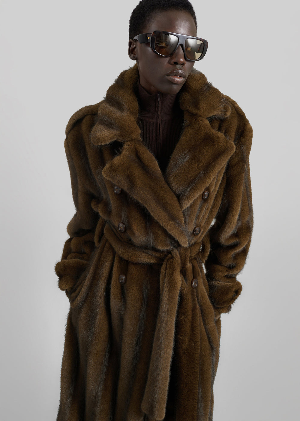 Trench Daph en fausse fourrure - Marron - 1