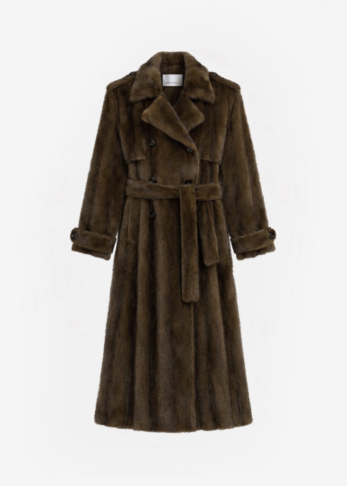 Daph Faux Fur Padded Trench Coat - Brown