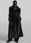 Daph Faux Fur Padded Trench Coat - Dark Brown
