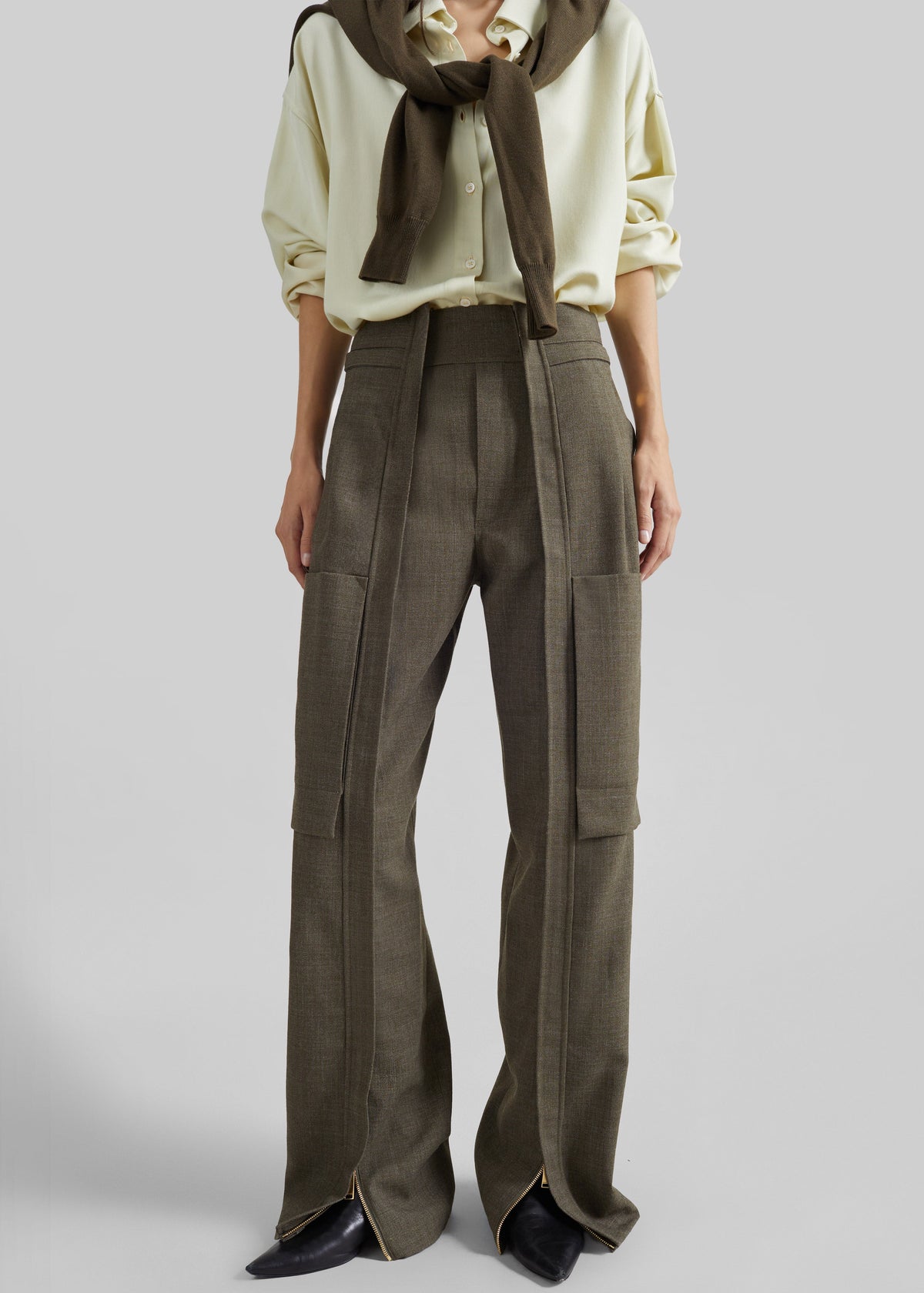 Darkpark Adriana Wool Cargo Pants - Green Melange