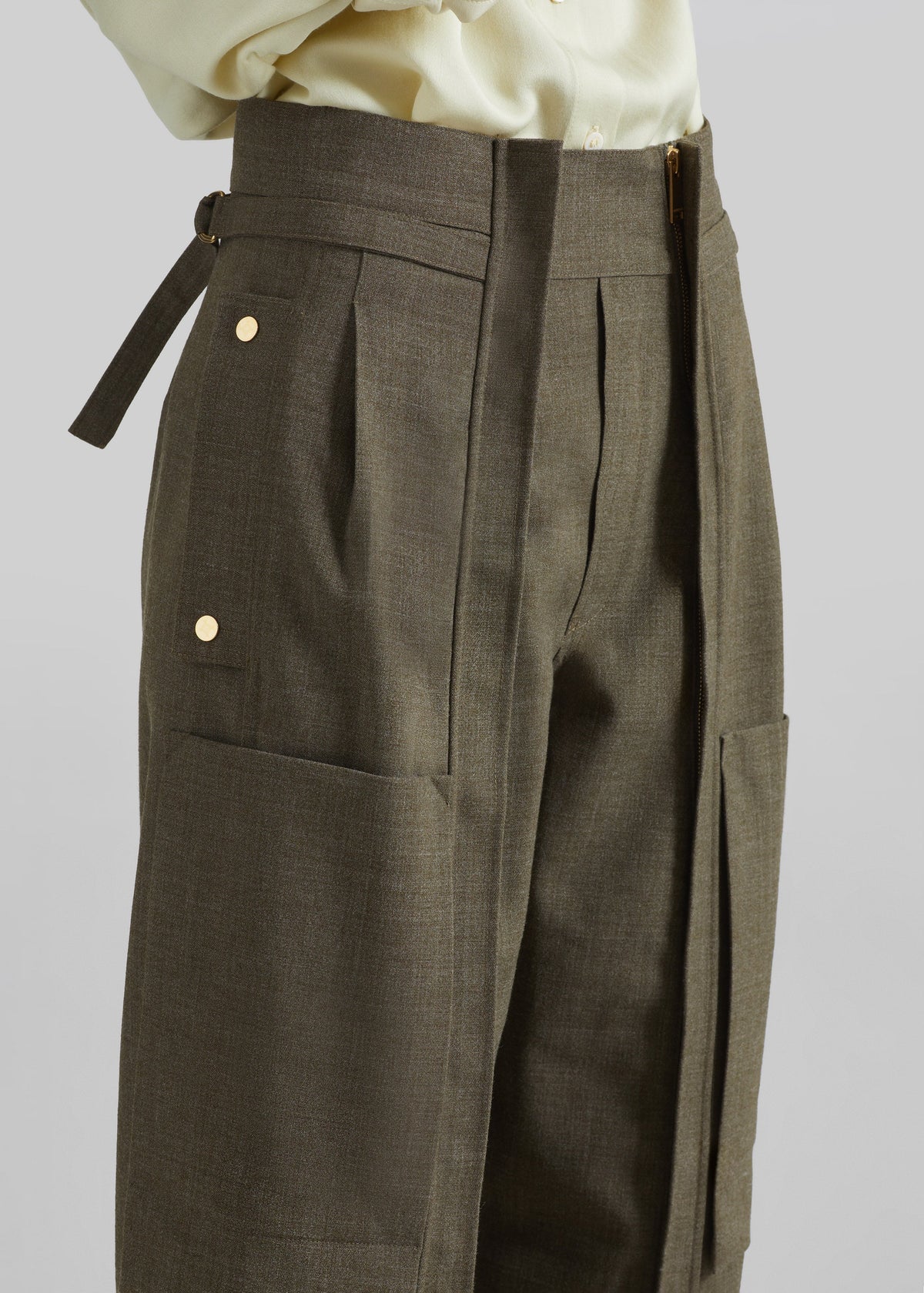 Darkpark Adriana Wool Cargo Pants - Green Melange