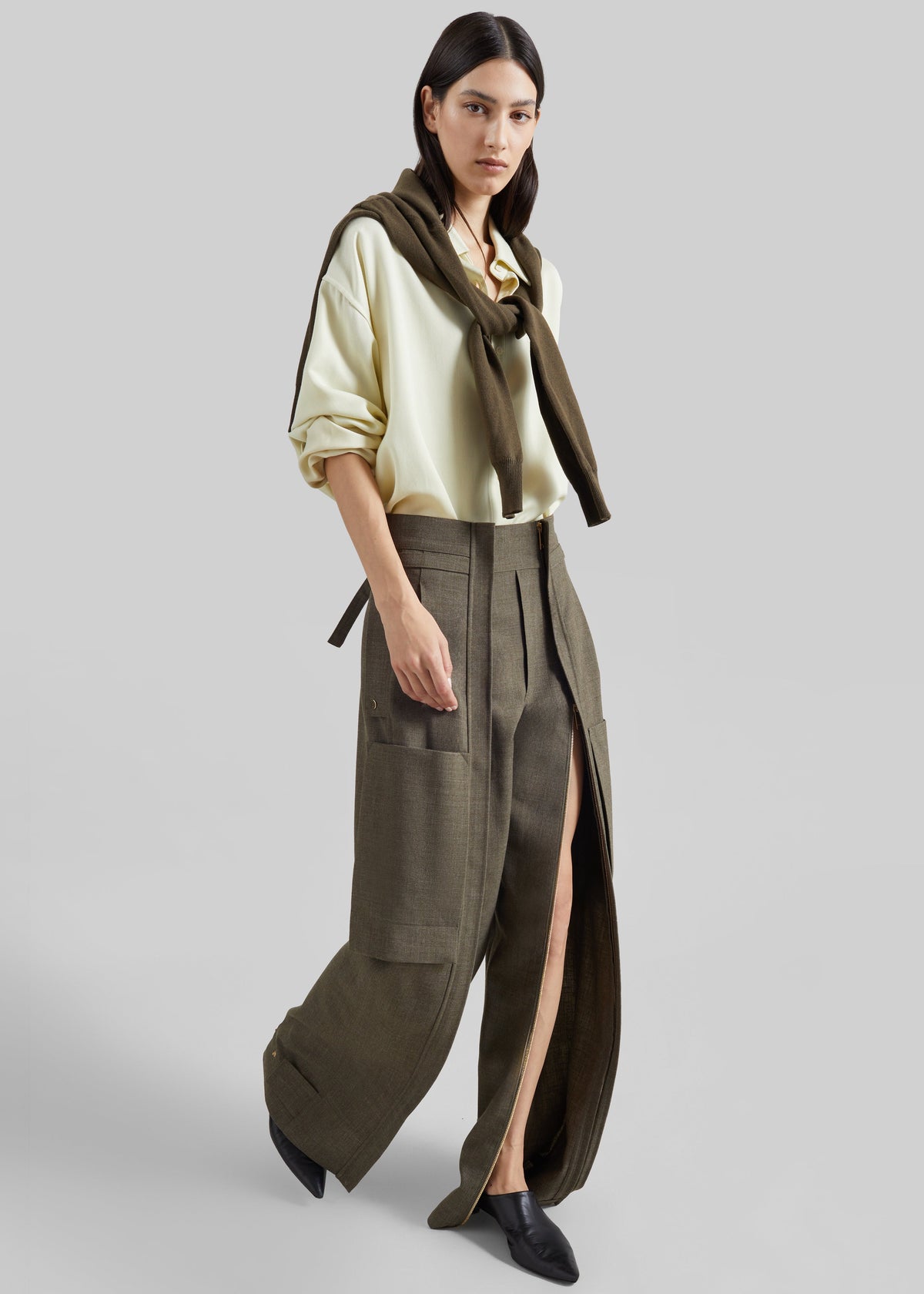 Darkpark Adriana Wool Cargo Pants - Green Melange