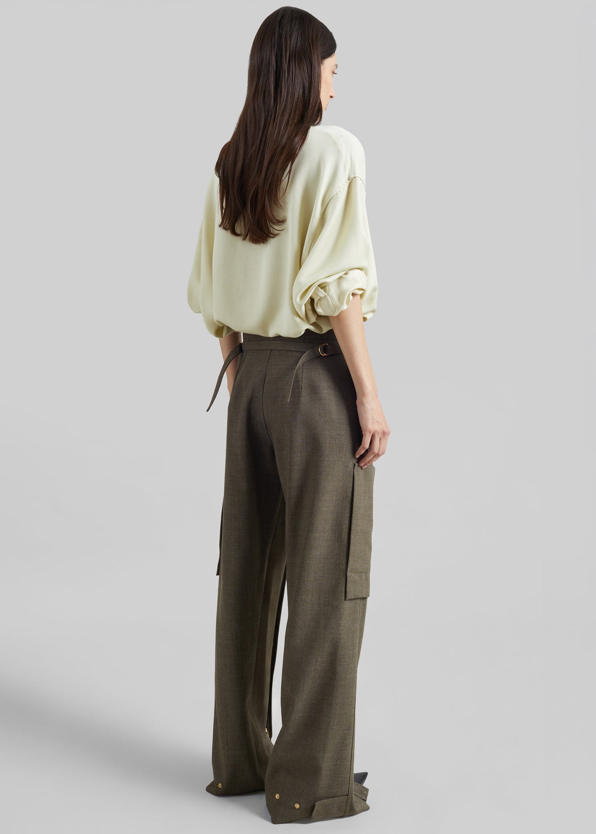 Darkpark Adriana Wool Cargo Pants - Green Melange