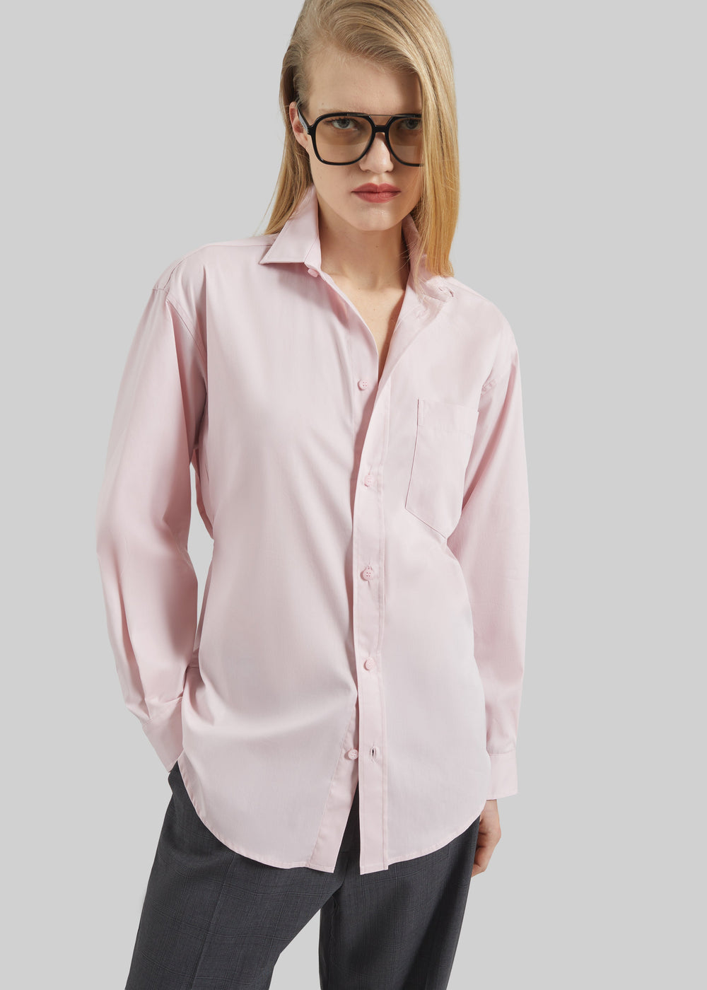 Darkpark Anne Light Cotton Popeline Tailored Shirt - Pink
