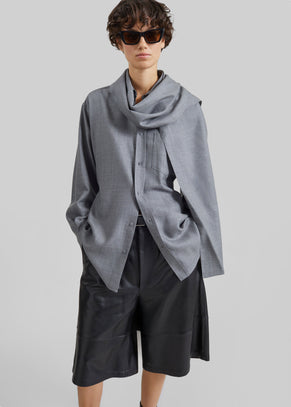Darkpark Anne Scarf Wool Tailored Shirt - Grey