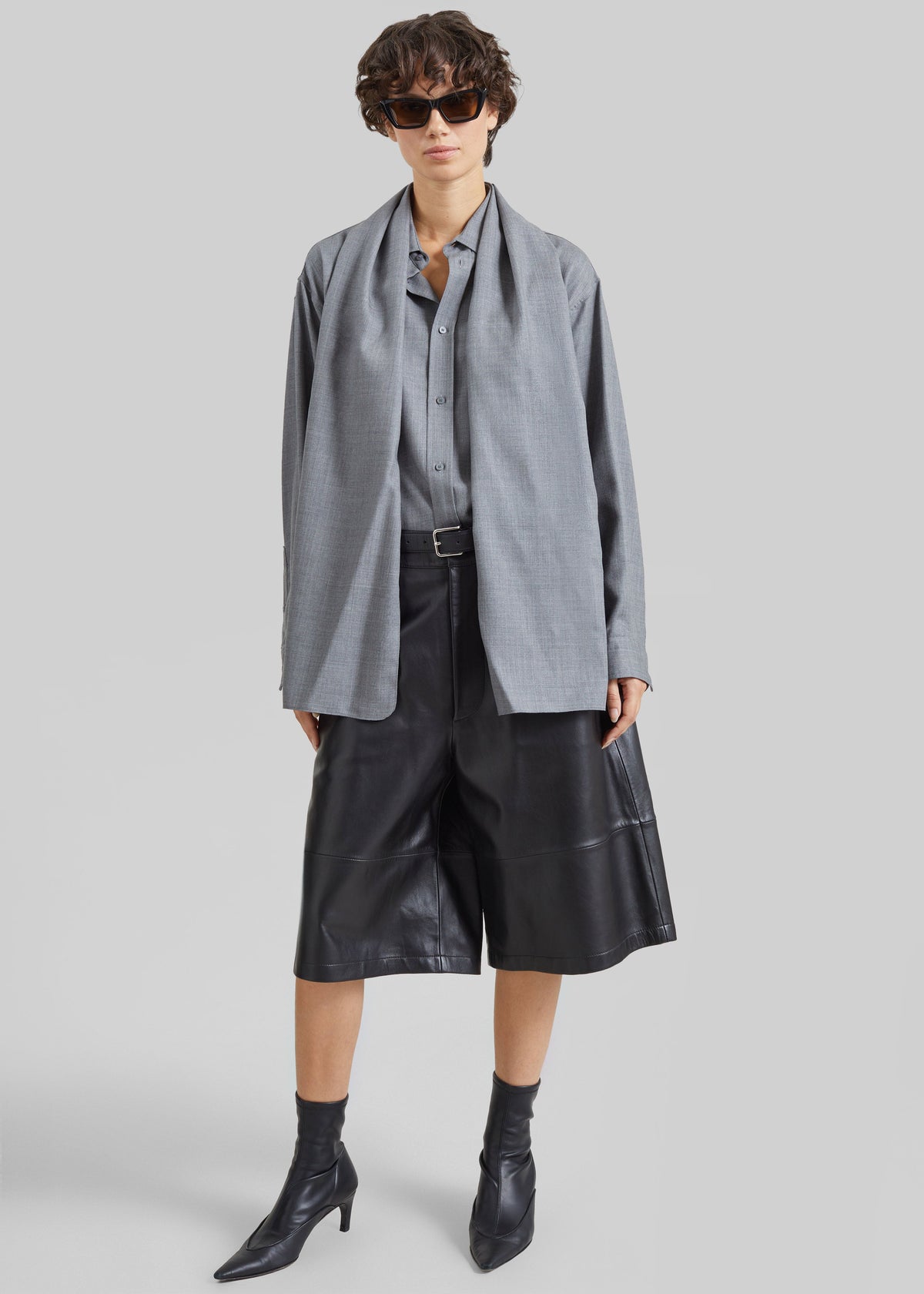Darkpark Anne Scarf Wool Tailored Shirt - Grey