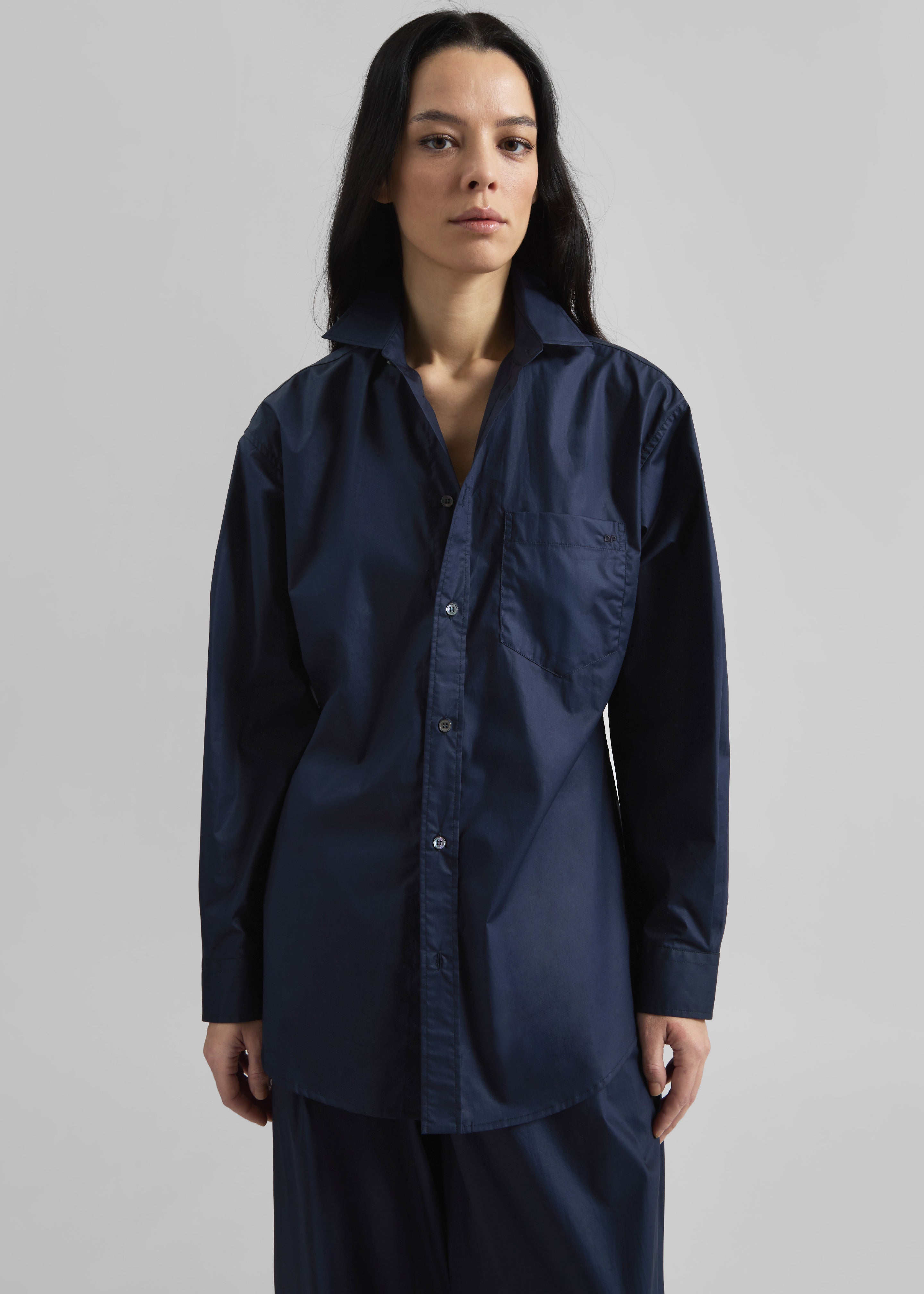 Darkpark Anne Tailored Poplin Shirt - Blue Navy - 5