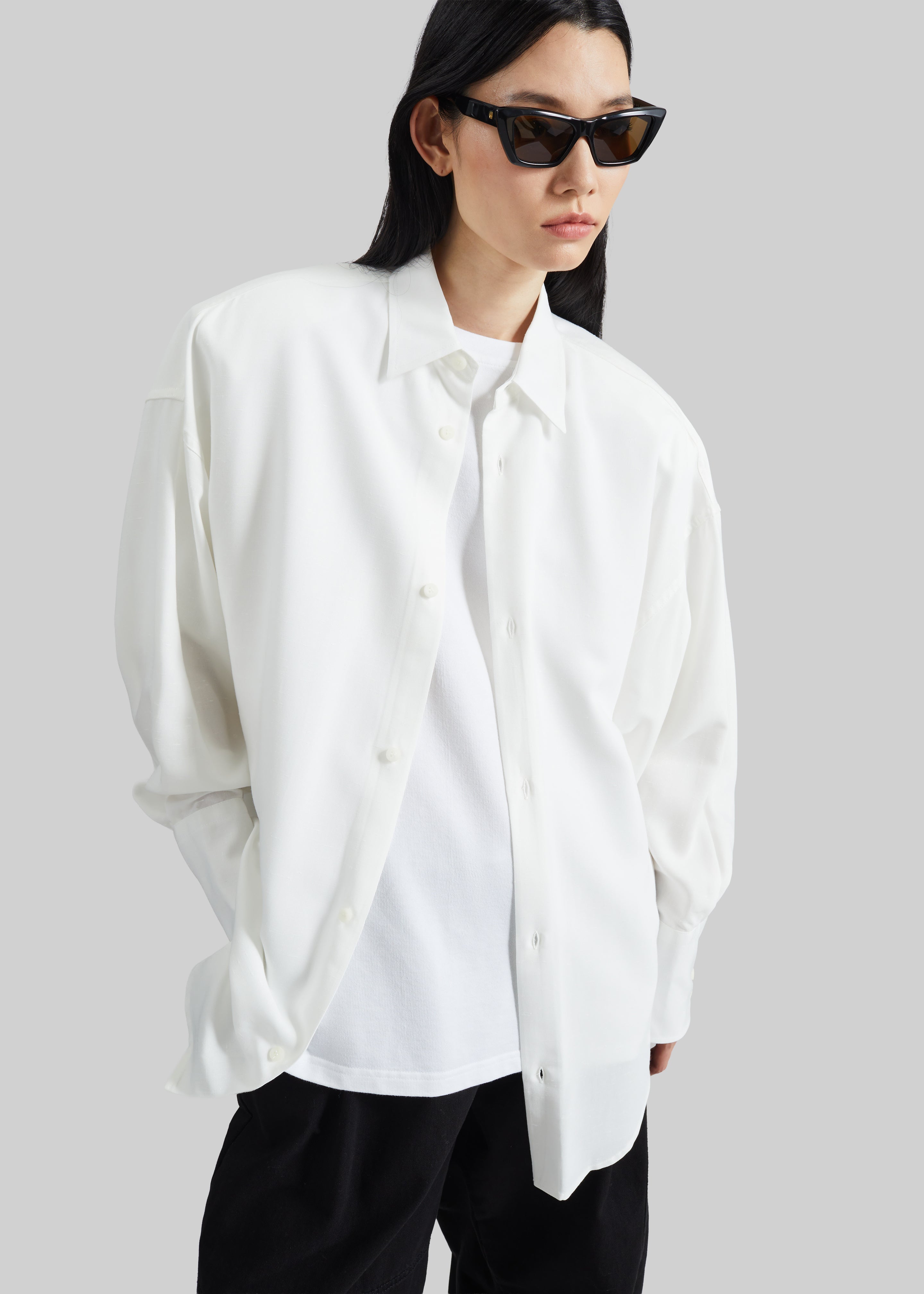 Darkpark Carla Oversize Viscose Gauze Shirt - Sugar White - 4