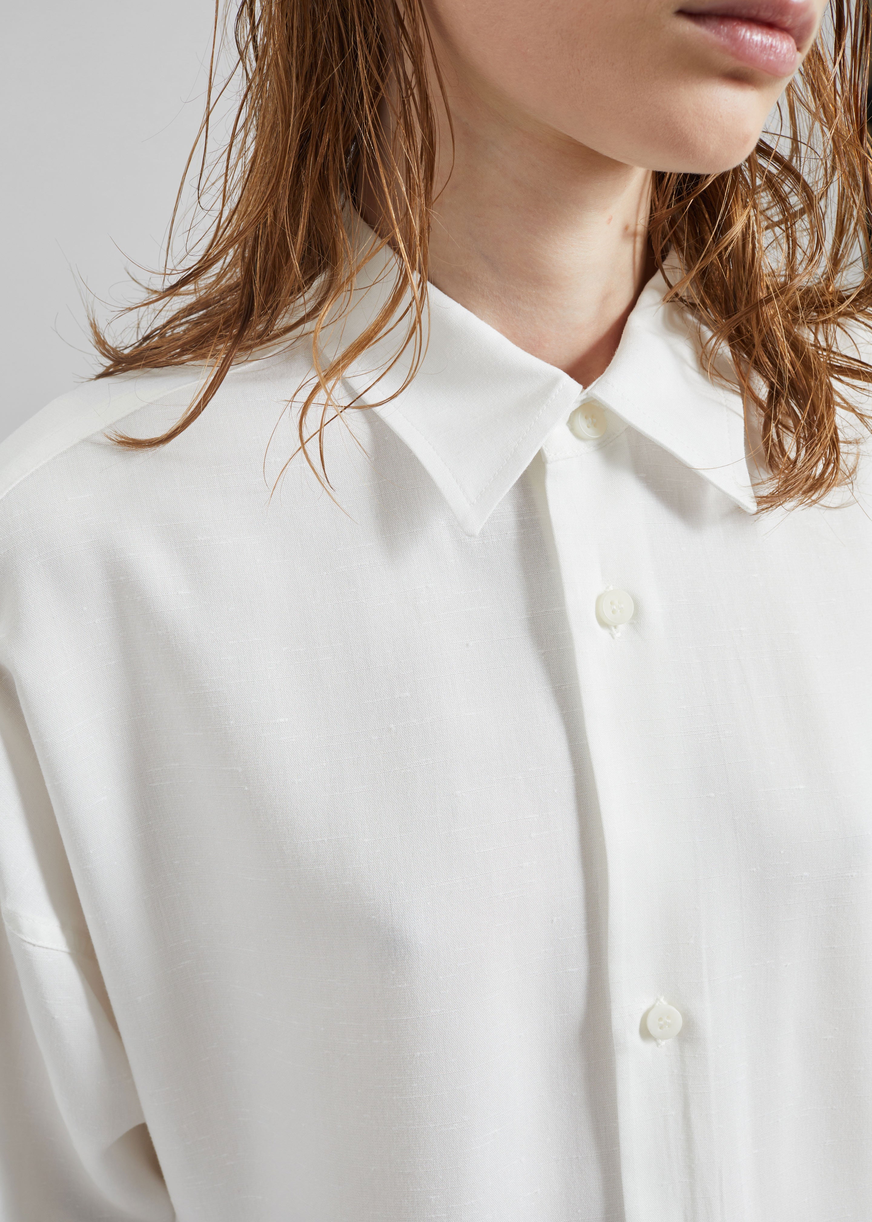 Darkpark Carla Oversize Viscose Gauze Shirt - Sugar White - 6